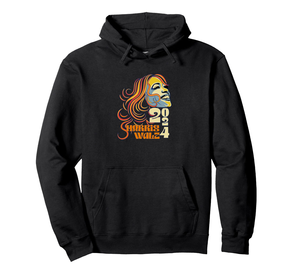 Kamala Harris Walz 2024 Boho Groovy Hoodie - Aesthetic Graphic Unisex - T-Shirt, Sweatshirt, Hoodie