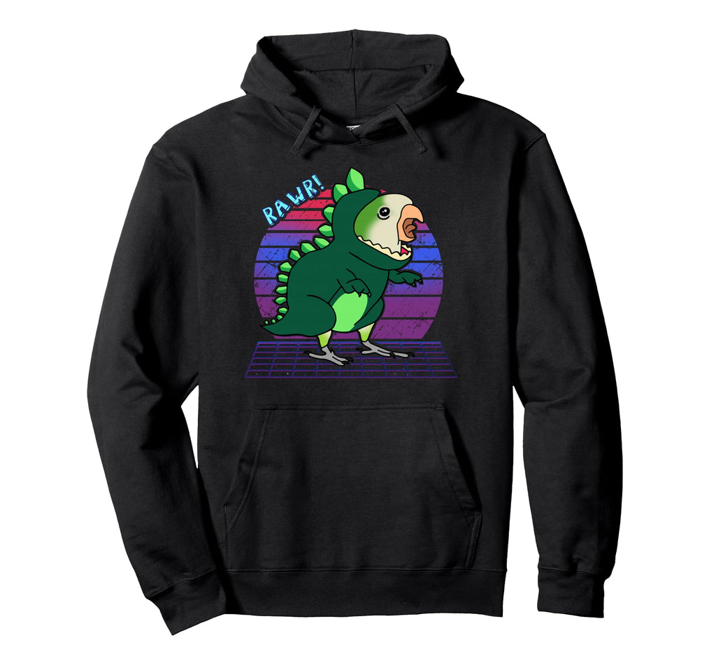 Aesthetic Vaporwave Green Monk Parakeet Hoodie - Graphic Print Unisex - T-Shirt, Sweatshirt, Hoodie