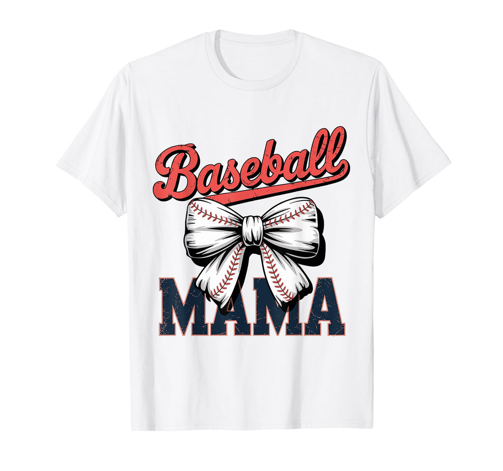 Coquette Bow Baseball Mama Sports Mom T-Shirt - Graphic Print Unisex - T-Shirt, Sweatshirt, Hoodie