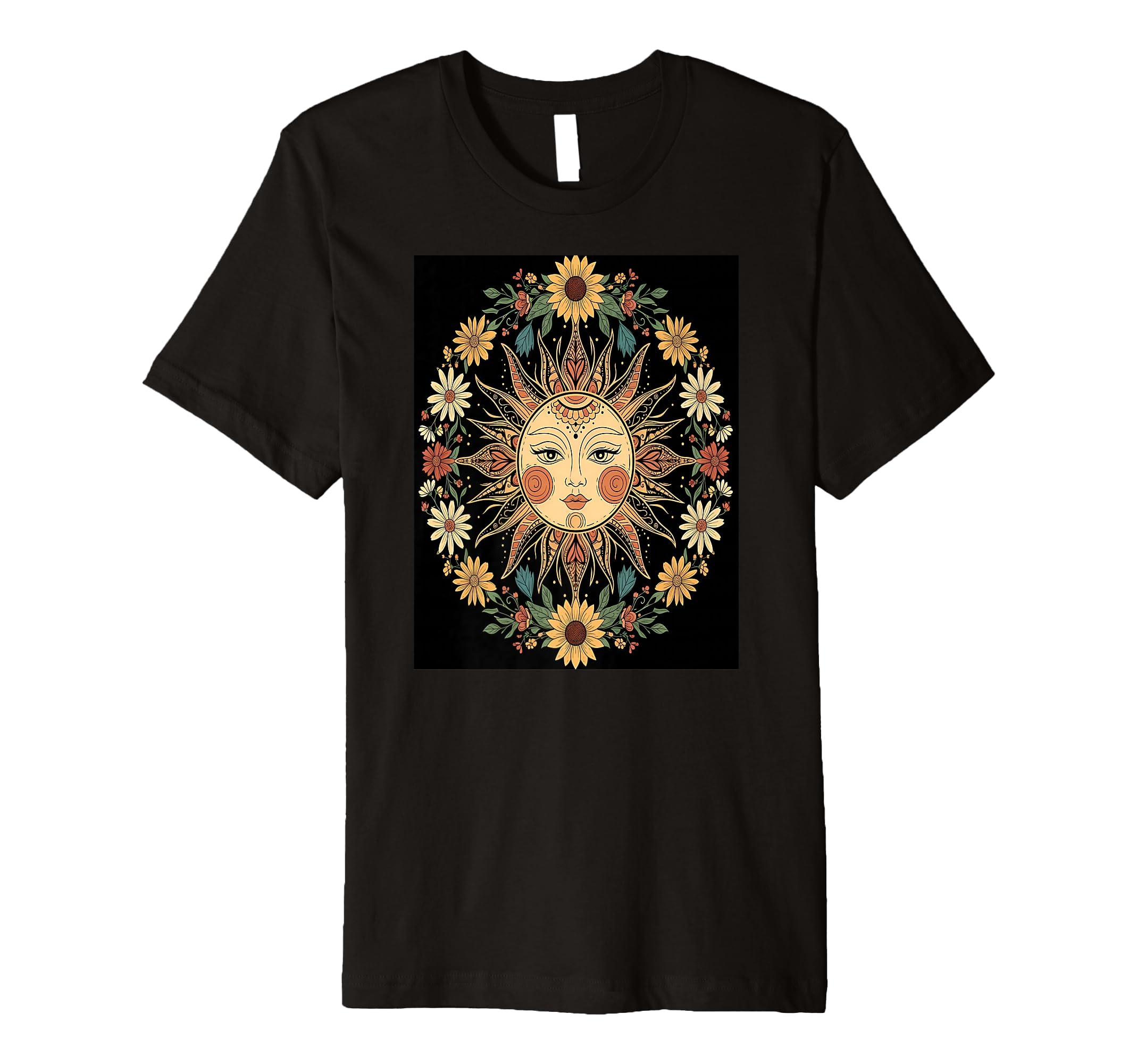Sun And Flowers Boho Theme T-Shirt - Casual Everyday Wear Unisex - T-Shirt, Sweatshirt, Hoodie