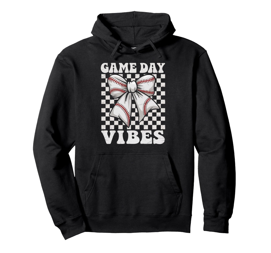 Game Day Vibes Coquette Bow Baseball Hoodie - Aesthetic Graphic for Adults - T-Shirt, Sweatshirt, Hoodie