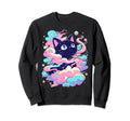 Kawaii Black Cat Pastel Cloud Y2K Sweatshirt - Fun Novelty Design Unisex - T-Shirt, Sweatshirt, Hoodie