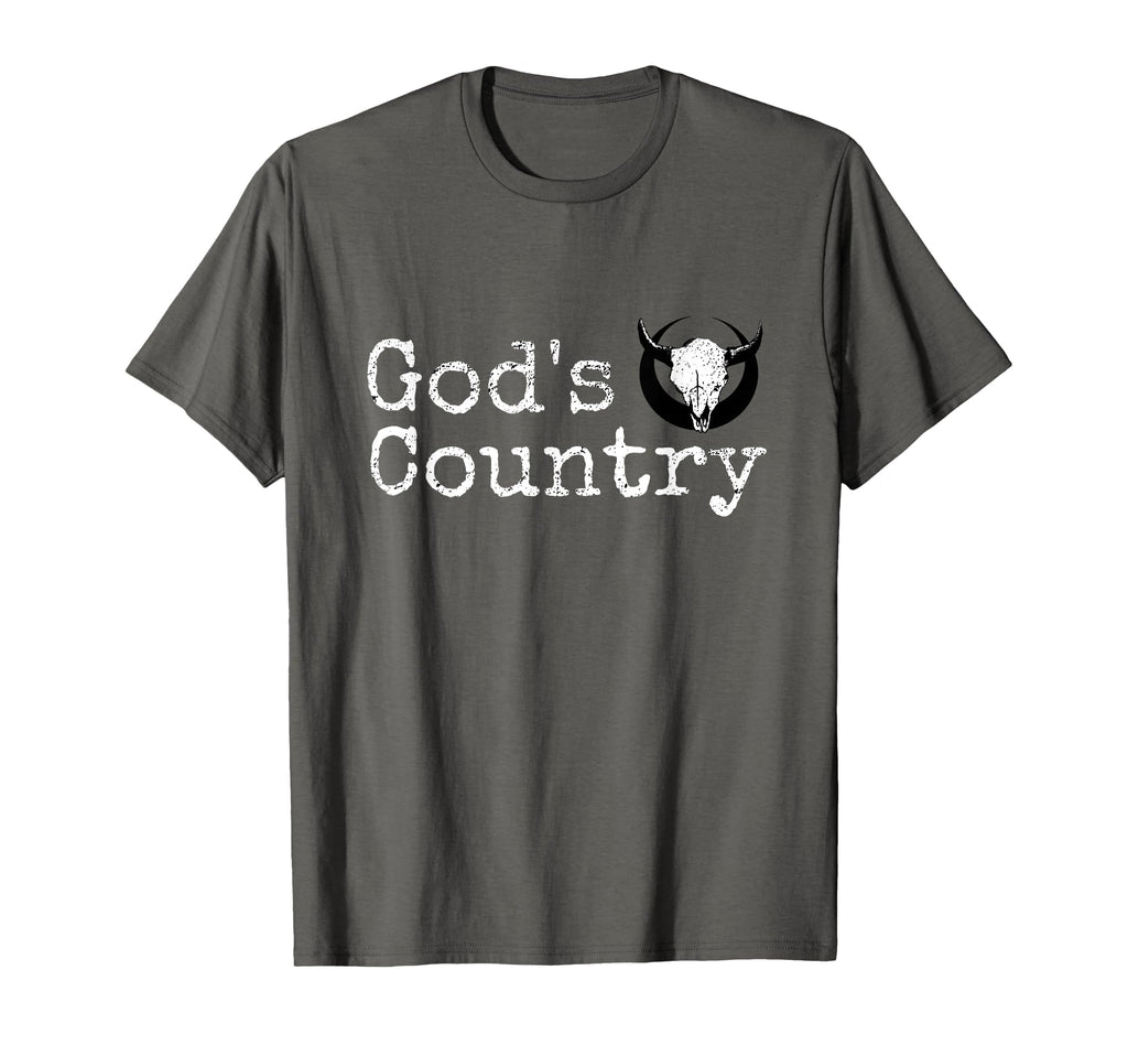 Mens Gods Country Distressed Steer T-Shirt - Novelty Apparel for Adults - T-Shirt, Sweatshirt, Hoodie