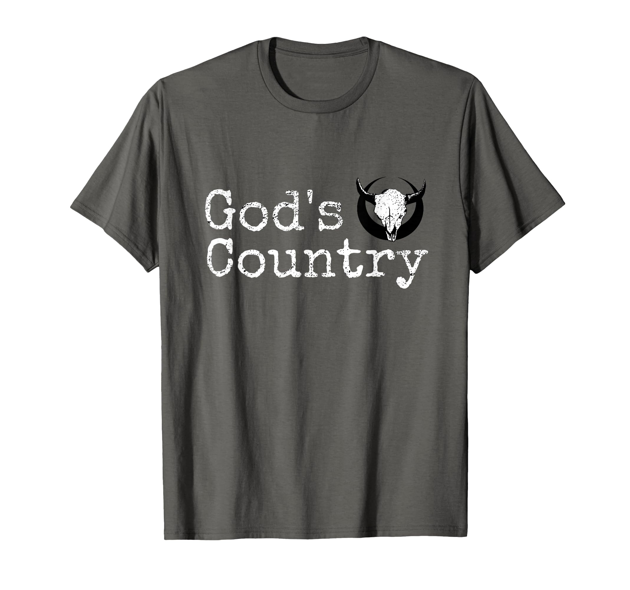 Mens Gods Country Distressed Steer T-Shirt - Novelty Apparel for Adults - T-Shirt, Sweatshirt, Hoodie