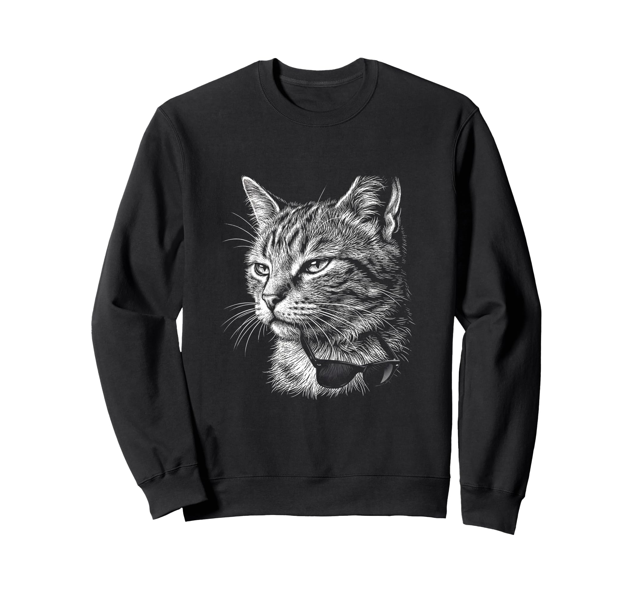 Black Cat Sunglasses Y2K Grunge Sweatshirt - Fun Novelty Design for Adults - T-Shirt, Sweatshirt, Hoodie