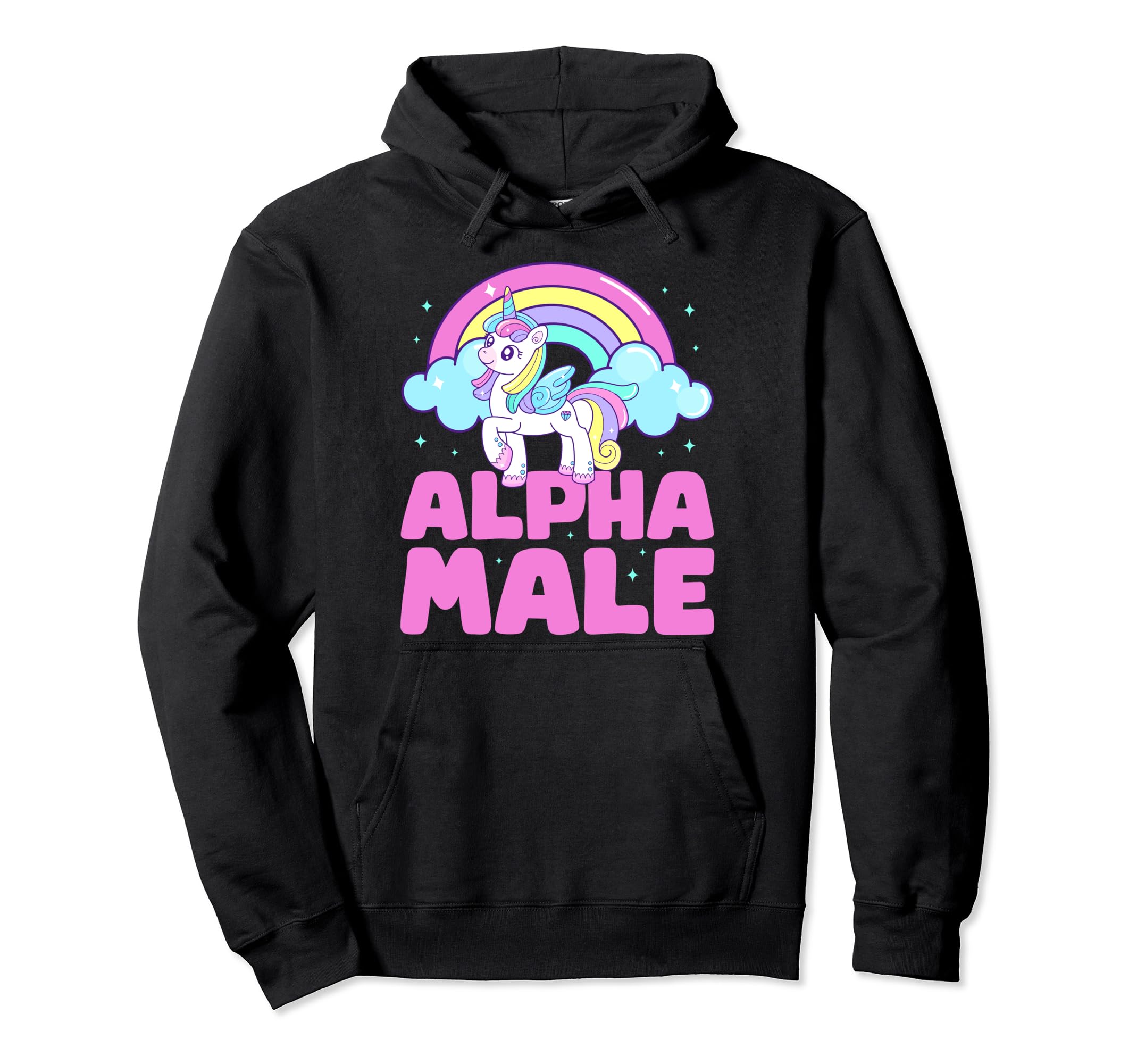 Alpha Male Unicorn Y2K Funny Sarcastic Hoodie - Custom Art Print Men Women - T-Shirt, Sweatshirt, Hoodie