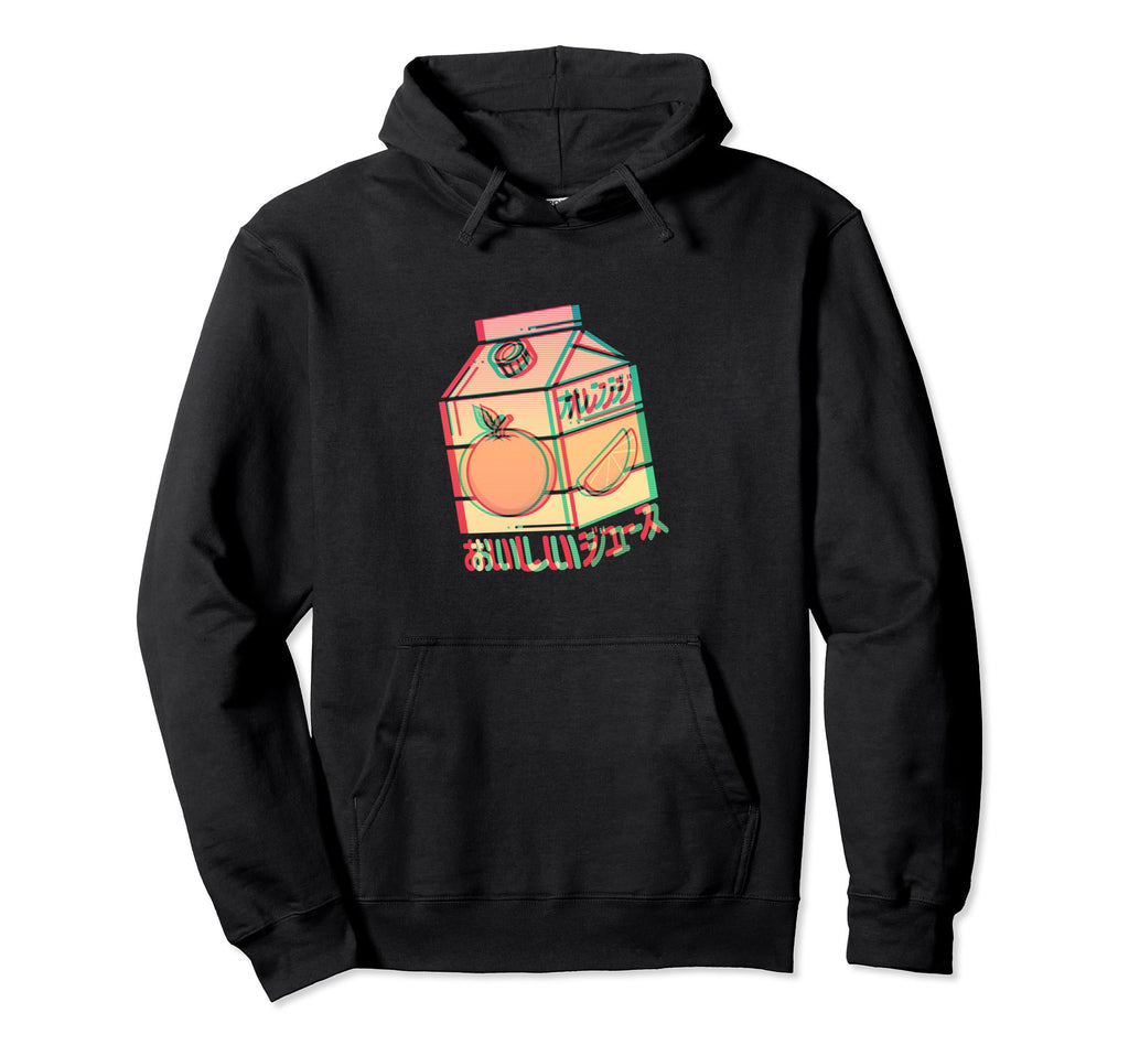 Orange Lemonade Juice Box Glitch Effect Hoodie - Graphic Print for Adults - T-Shirt, Sweatshirt, Hoodie