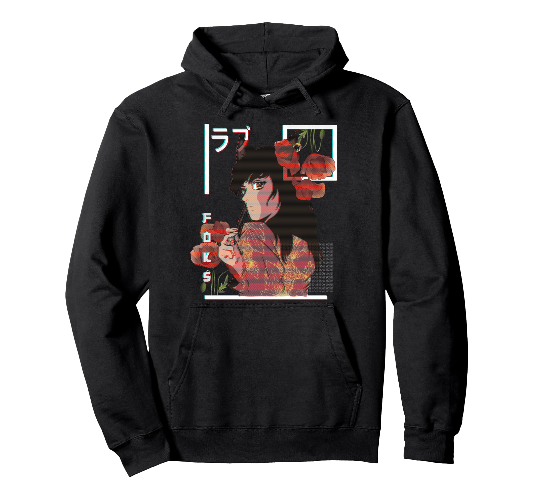 Anime Rgb Glitch Japanese Aesthetic Hoodie - Aesthetic Graphic for Adults - T-Shirt, Sweatshirt, Hoodie