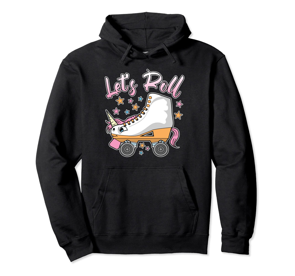 Lets Roll Unicorn Roller Skates Ladies 80S Hoodie - Graphic Print Men Women - T-Shirt, Sweatshirt, Hoodie