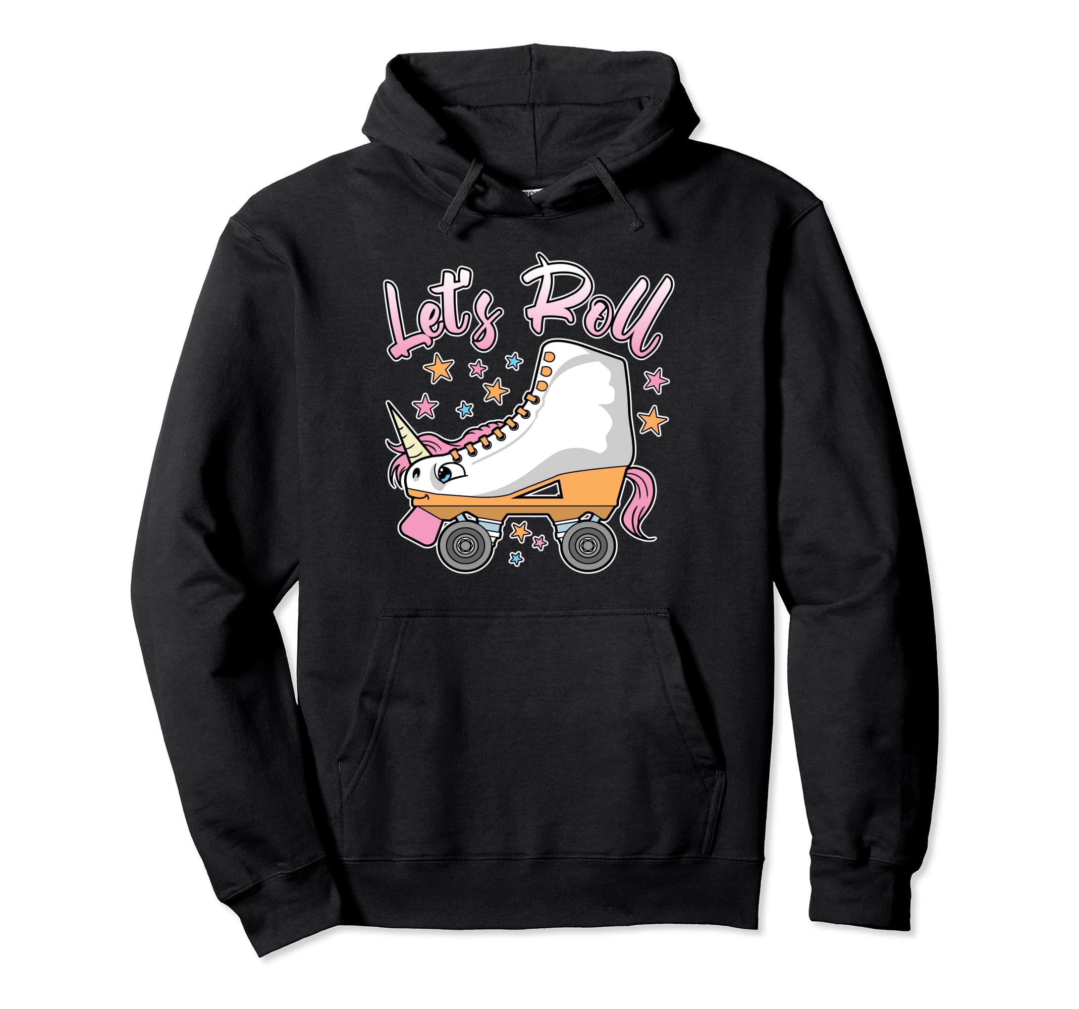 Lets Roll Unicorn Roller Skates Ladies 80S Hoodie - Graphic Print Men Women - T-Shirt, Sweatshirt, Hoodie