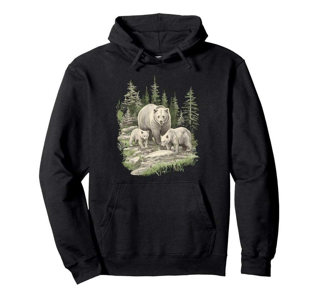 Grizzly Bears Wilderness 1990 Brown Bears Hoodie - Minimalist Print Unisex - T-Shirt, Sweatshirt, Hoodie