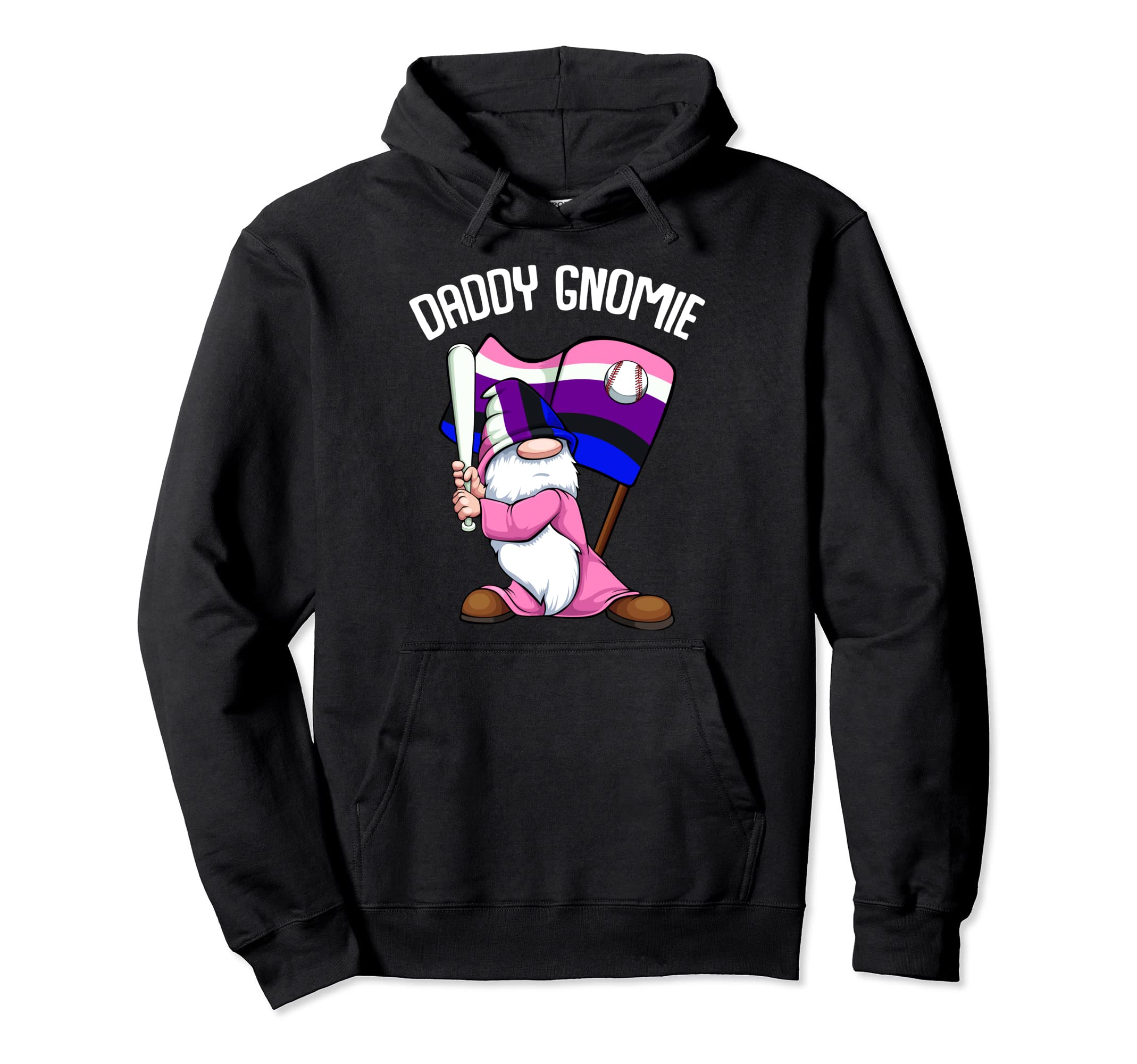 Baseball Daddy Gnome Lgbt Q Genderfluid Hoodie - Trendy Graphic Men Women - T-Shirt, Sweatshirt, Hoodie