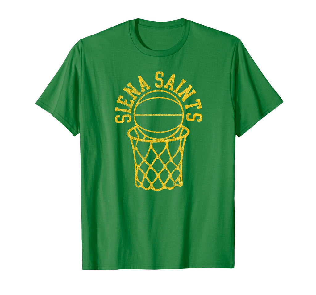 Siena College Distressed 80S Basketball Net T-Shirt - Unique Graphic Unisex - T-Shirt, Sweatshirt, Hoodie
