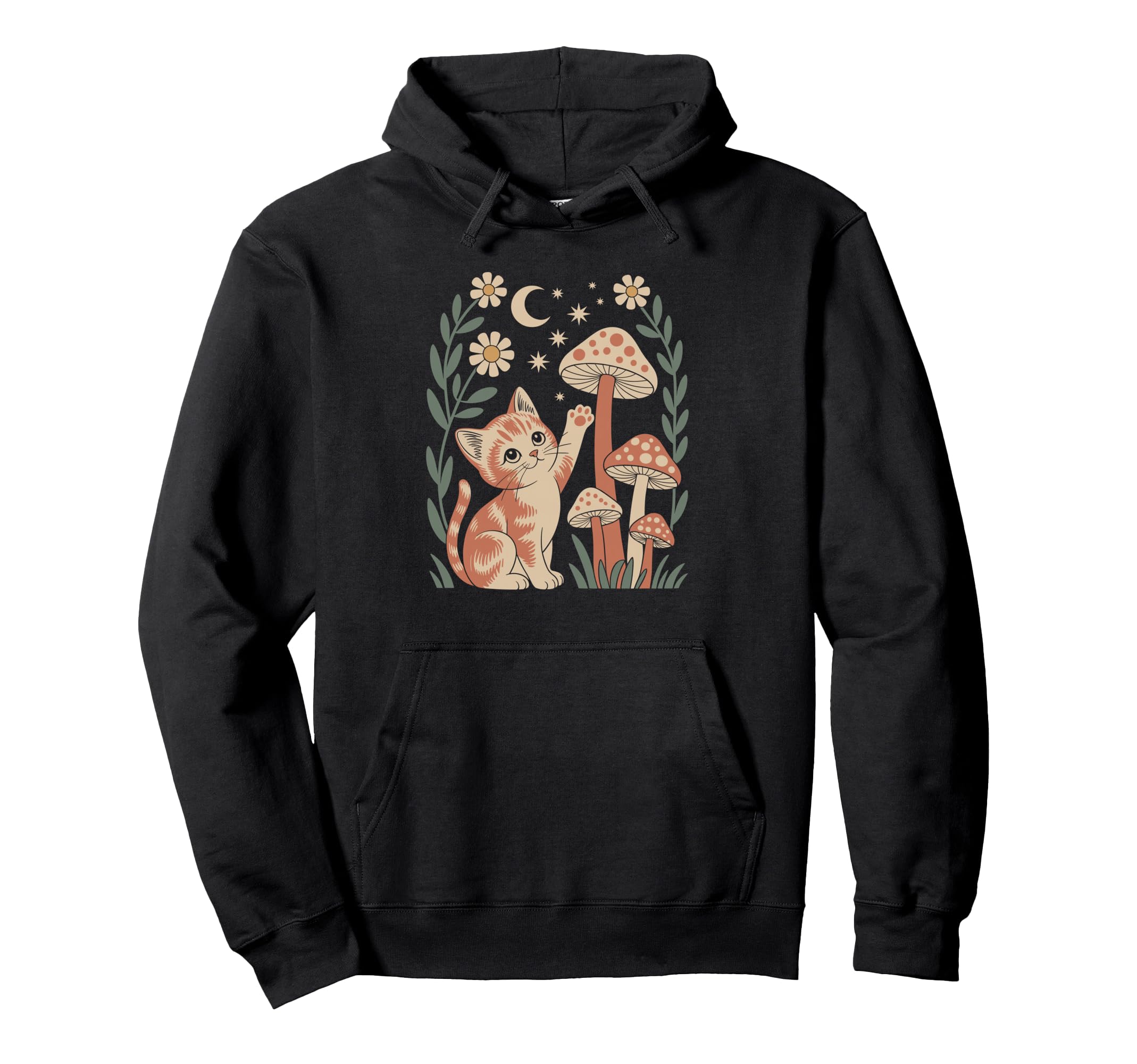 Nature Fungi And Adorable Feline Hoodie - Fun Novelty Design for Adults - T-Shirt, Sweatshirt, Hoodie