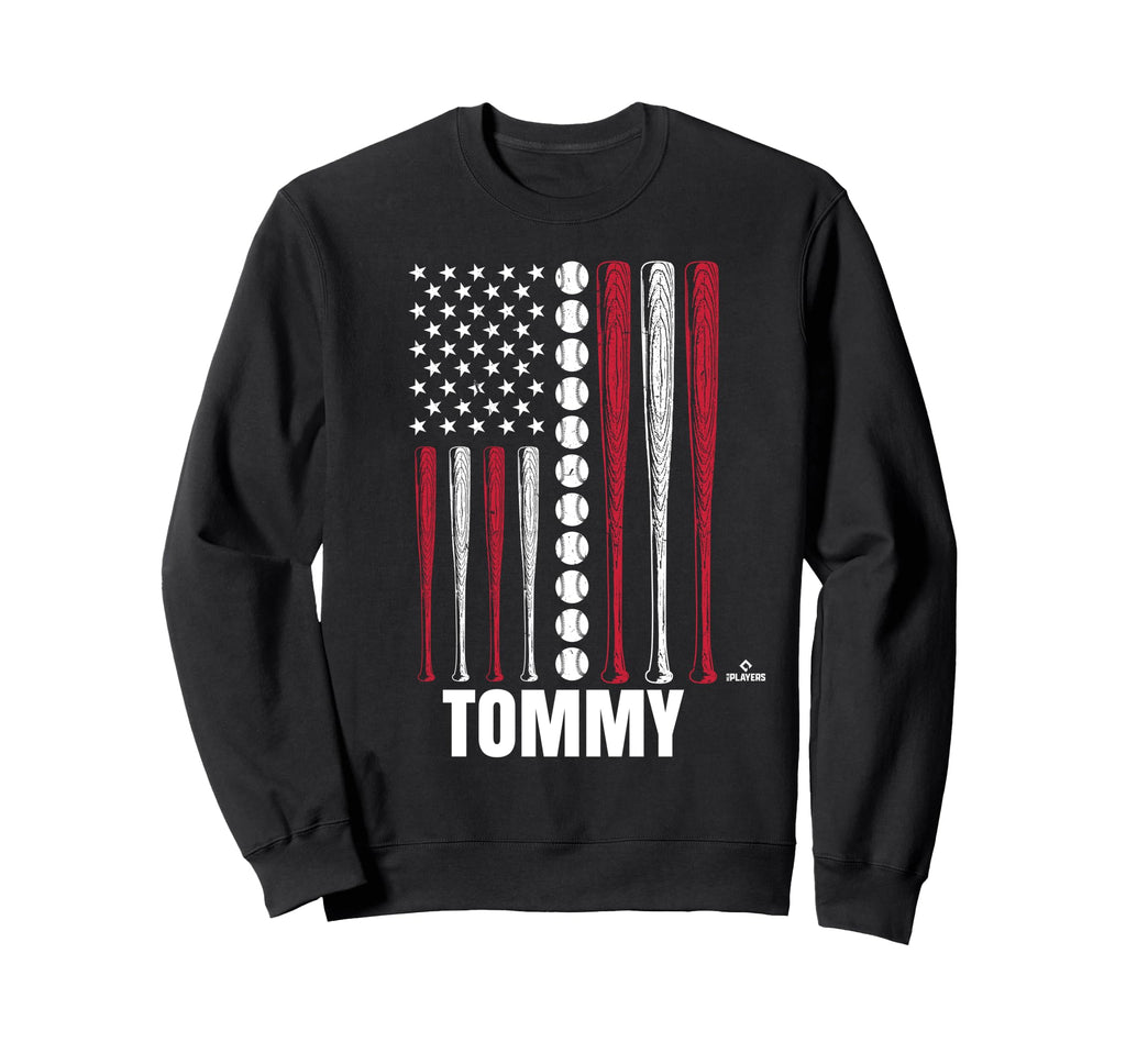 Baseball American Flag Tommy Troy Sweatshirt - Unique Graphic Men Women - T-Shirt, Sweatshirt, Hoodie