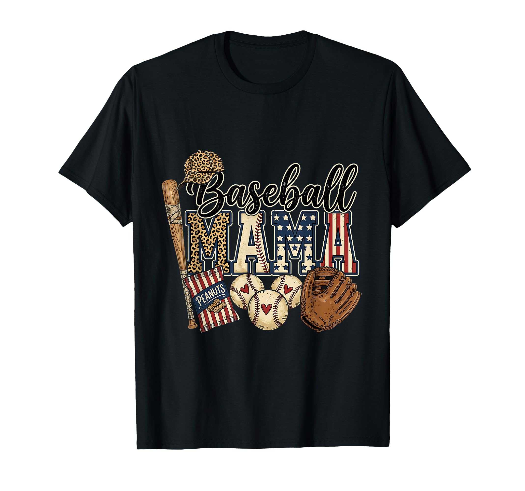 Mama Baseball Leopard Usa Sports Mom T-Shirt - Aesthetic Graphic for Adults - T-Shirt, Sweatshirt, Hoodie