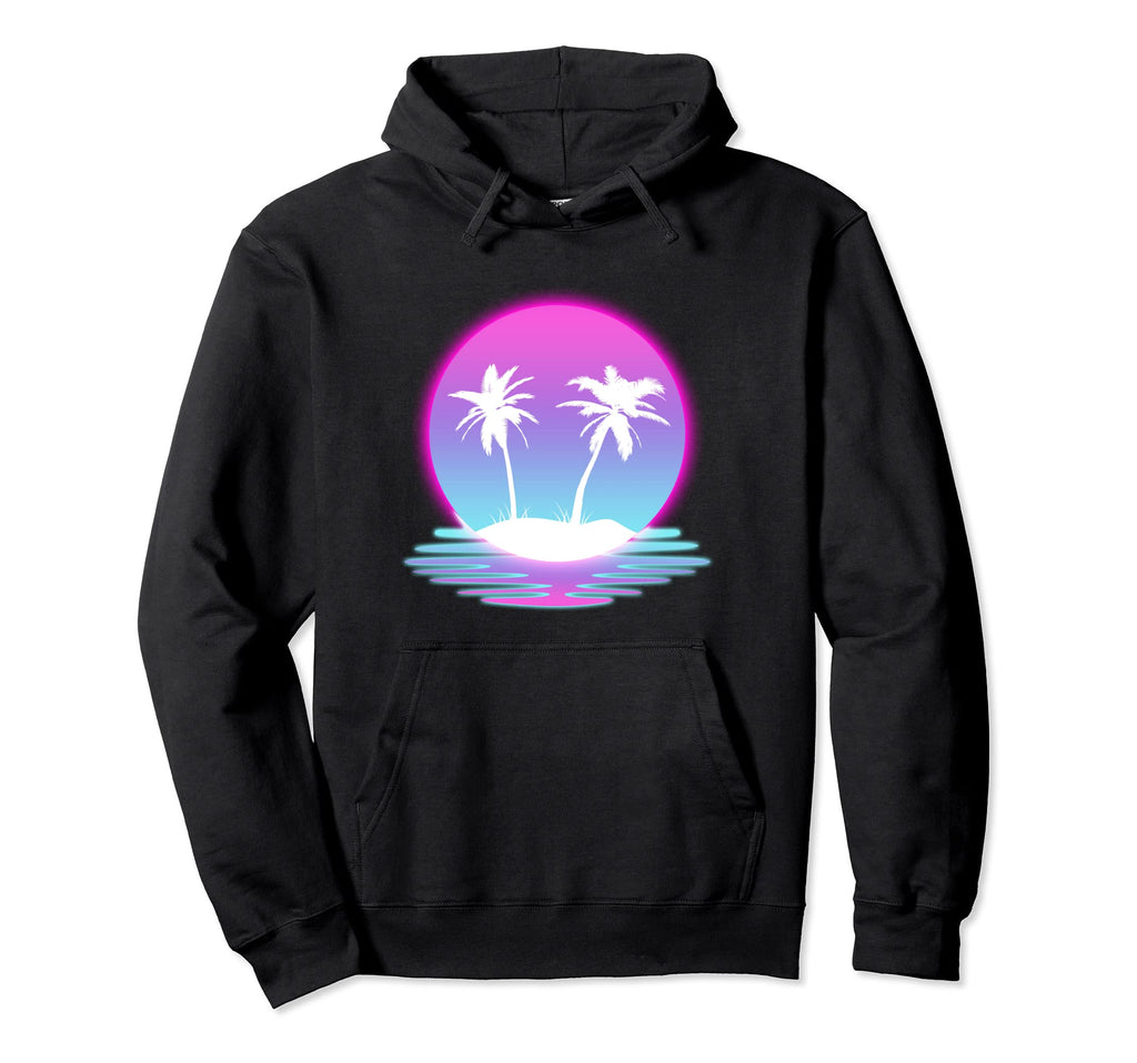 Palm Trees Beach Vaporwave Hoodie - Streetwear Style Unisex - T-Shirt, Sweatshirt, Hoodie