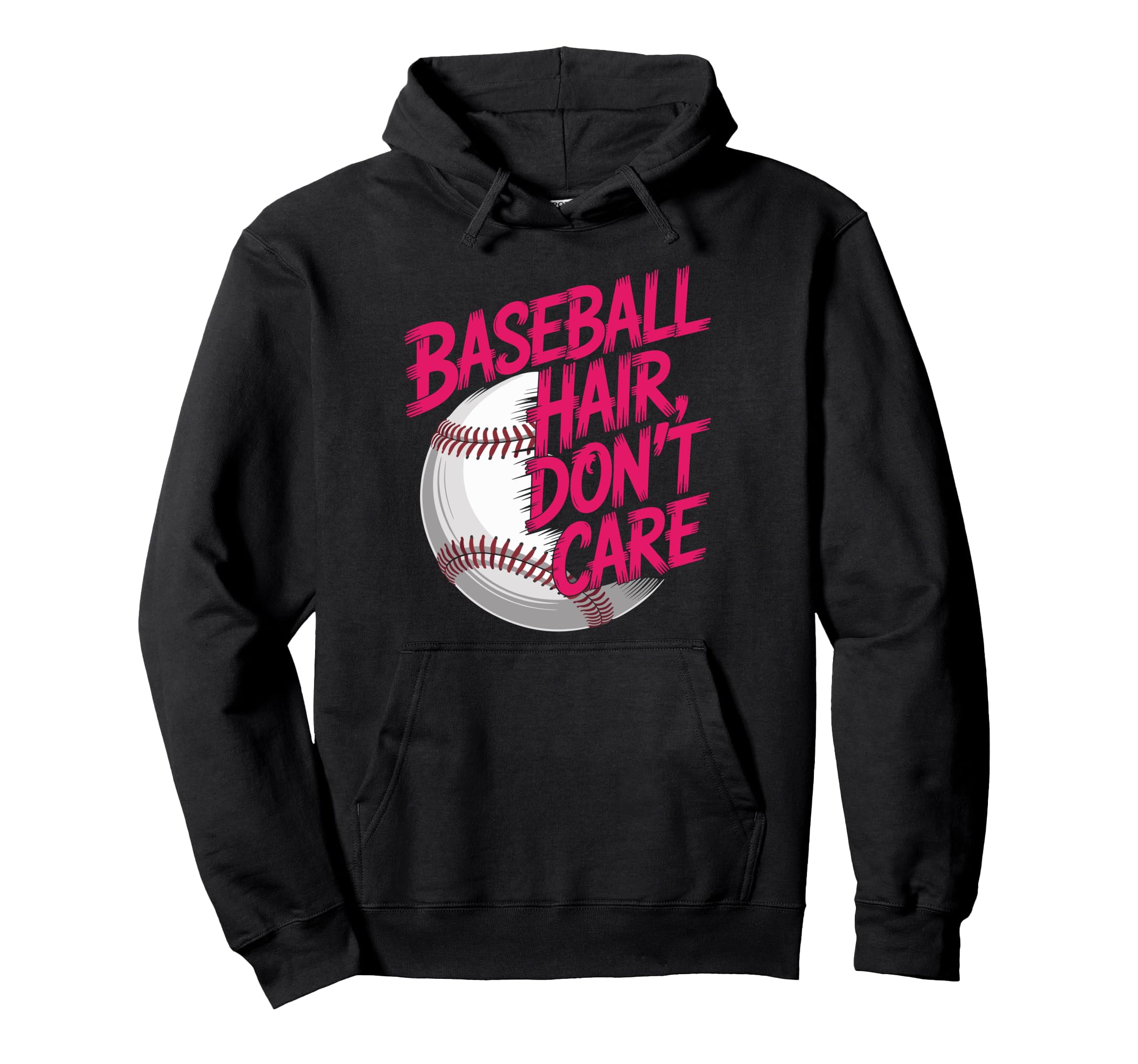 Baseball Hair Dont Care Baseball Hoodie - Custom Art Print for Adults - T-Shirt, Sweatshirt, Hoodie