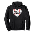 Mothers Day Distressed Heart Baseball Mom Hoodie - Graphic Print Men Women - T-Shirt, Sweatshirt, Hoodie