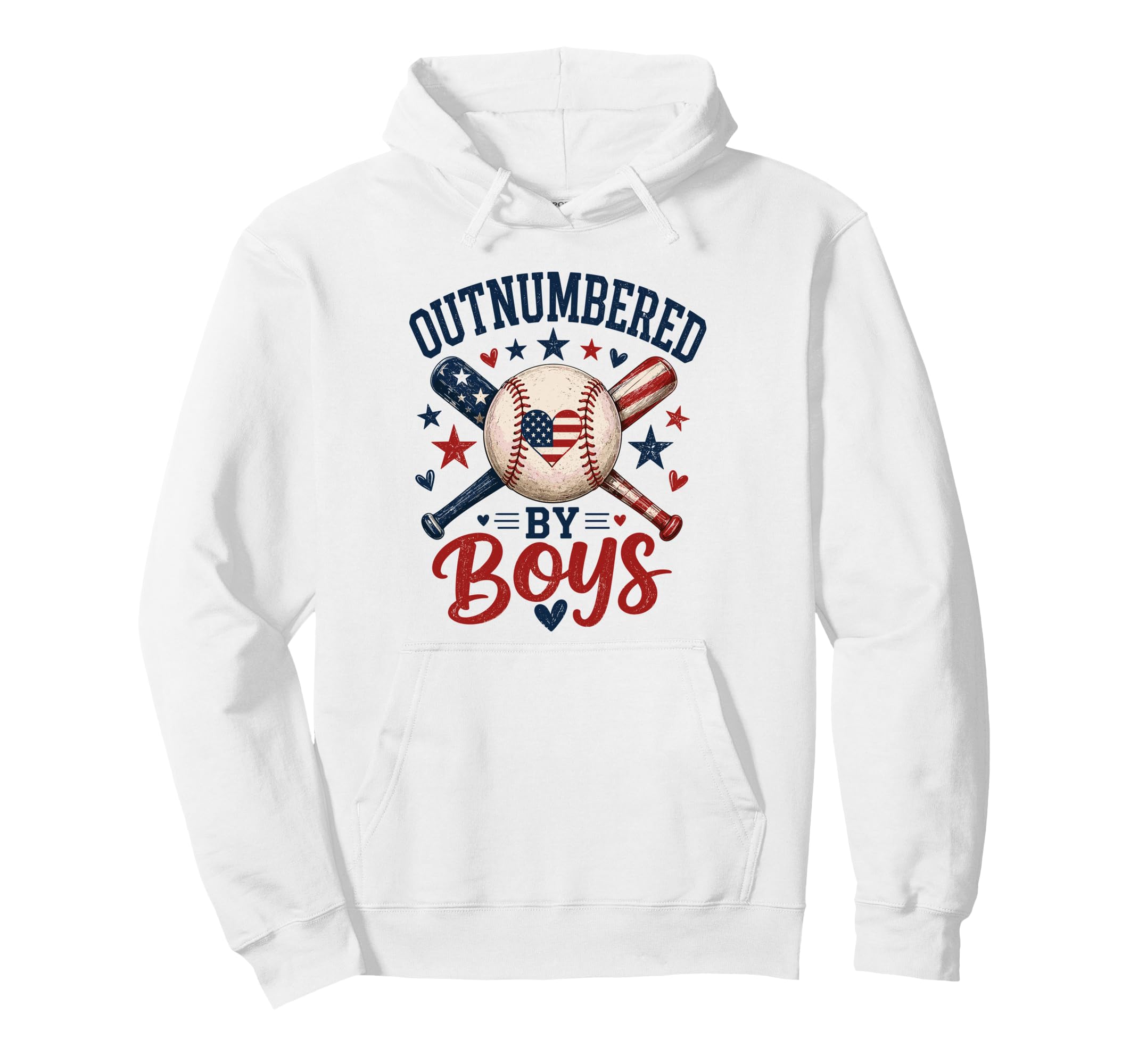 Outnumbered Baseball Mom American Hoodie - Custom Art Print for Adults - T-Shirt, Sweatshirt, Hoodie