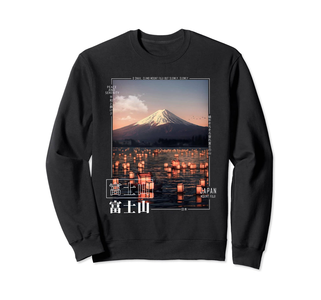 Mount Fuji Aesthetic Japanese Vibes Sweatshirt - Novelty Apparel Unisex - T-Shirt, Sweatshirt, Hoodie