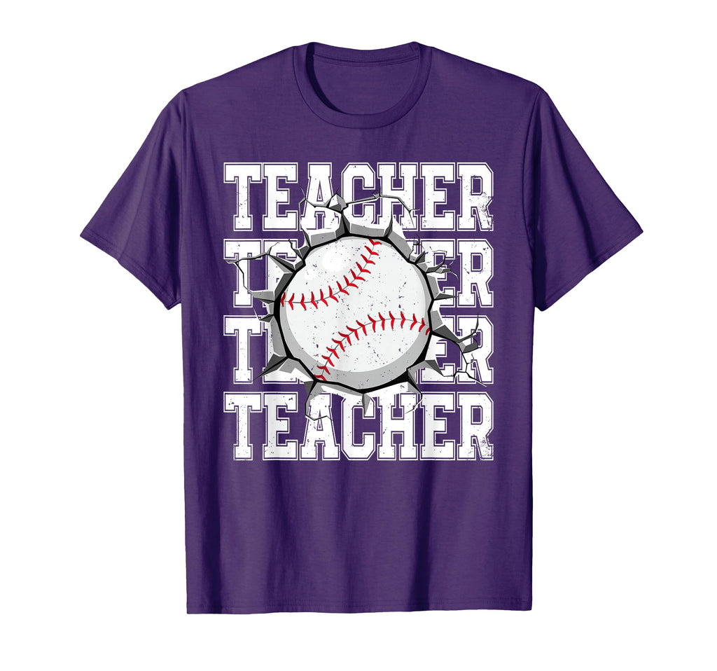 Baseball Teacher Cracked Wall Family T-Shirt - Minimalist Print for Adults - T-Shirt, Sweatshirt, Hoodie