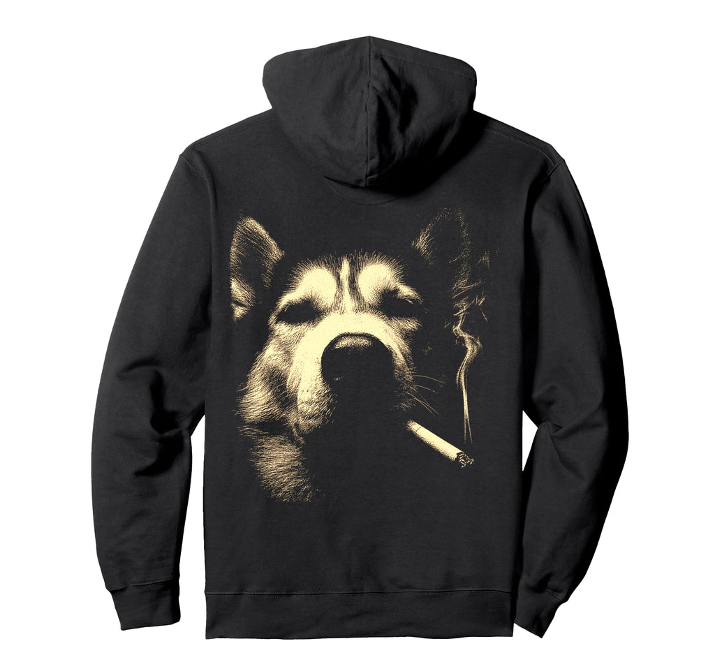 Siberian Husky Smoking Cigarette Meme Hoodie - Trendy Graphic for Adults - T-Shirt, Sweatshirt, Hoodie