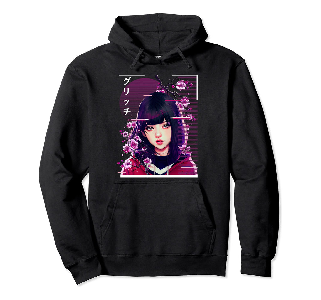 Anime Japanese Vaporwave Glitch Hoodie - Streetwear Style Men Women - T-Shirt, Sweatshirt, Hoodie