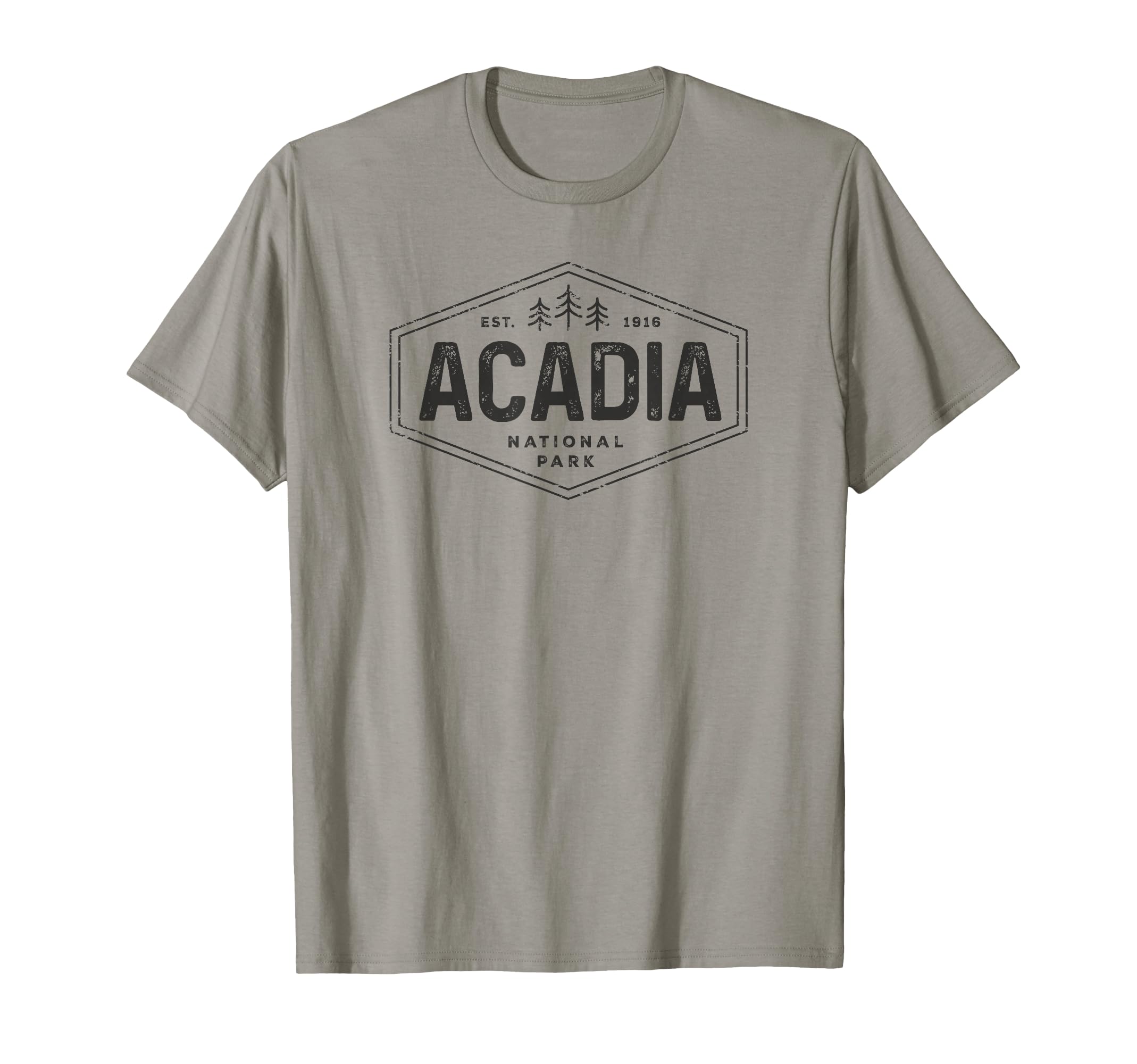 Acadia National Park Tree Hexagon Badge T-Shirt - Trendy Graphic Unisex - T-Shirt, Sweatshirt, Hoodie