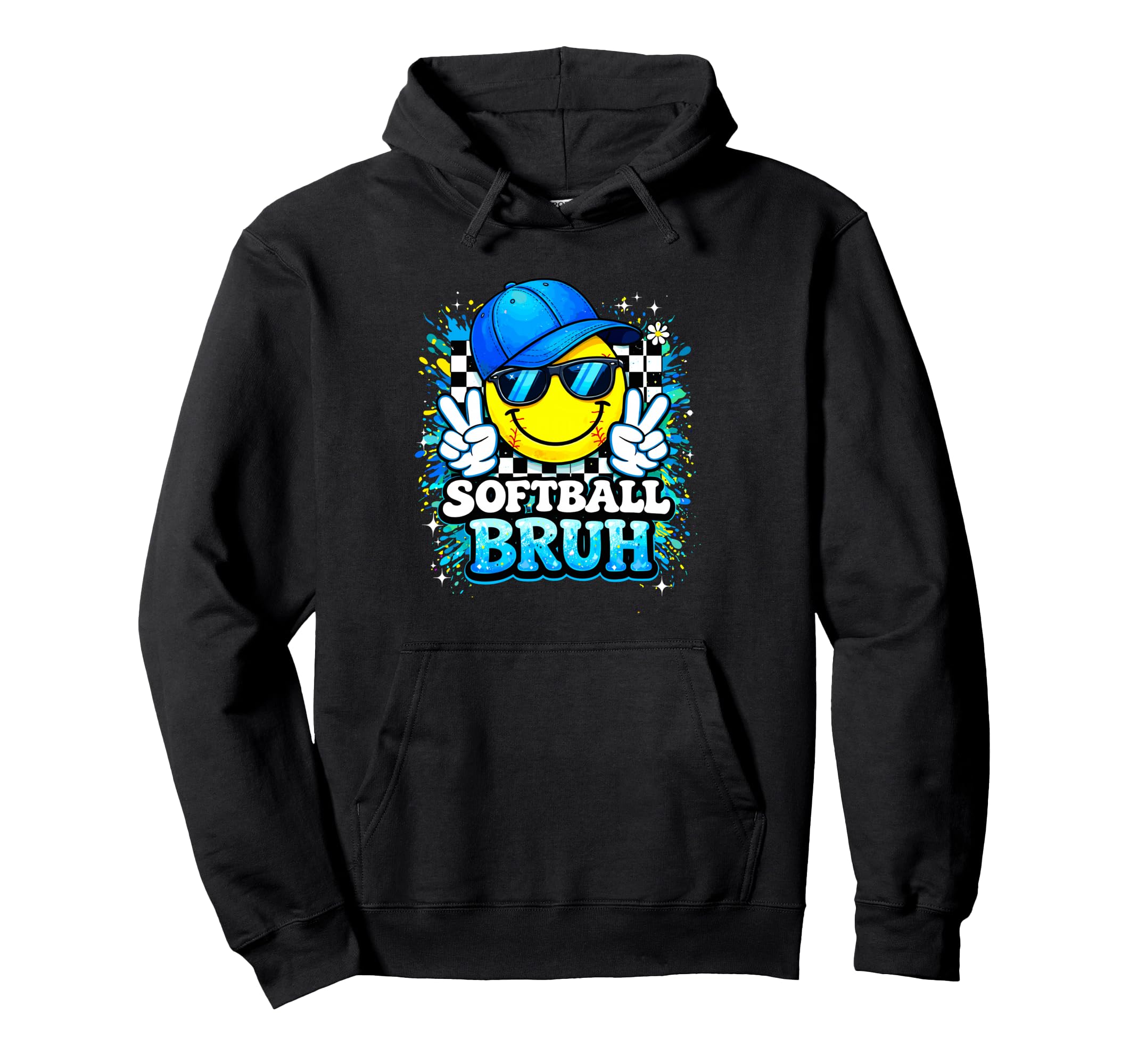 Peace Groovy Softball Dad Game Day Vibes Hoodie - Graphic Print Unisex - T-Shirt, Sweatshirt, Hoodie