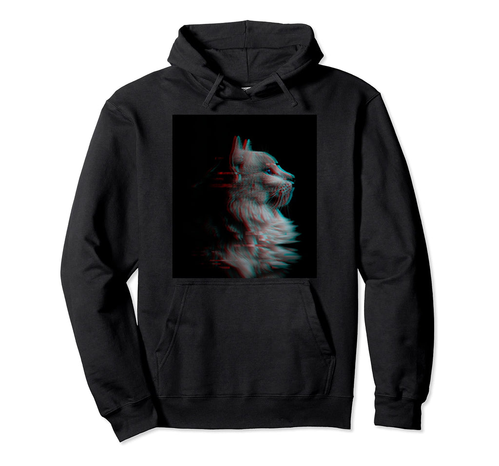 Aesthetic Glitch Katze Blaue Augen Sweatshirt - Fun Novelty Design Unisex - T-Shirt, Sweatshirt, Hoodie
