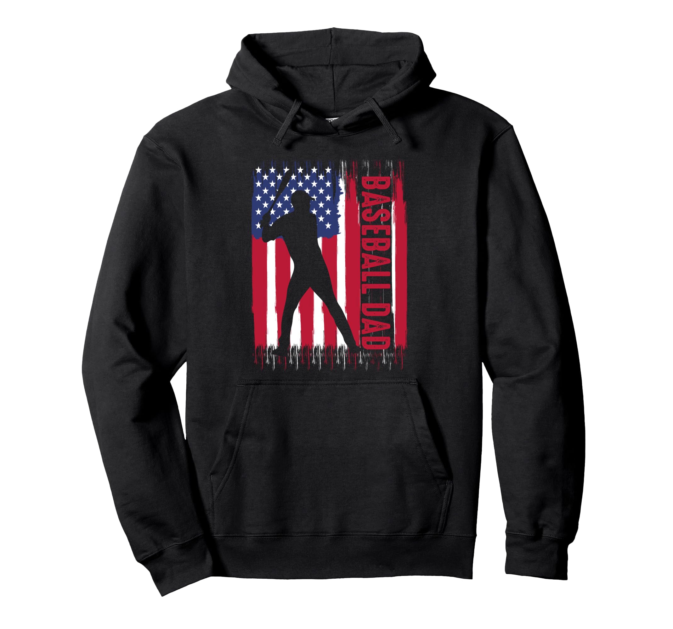 Baseball Dad American Flag Baseball Hoodie - Fun Novelty Design Men Women - T-Shirt, Sweatshirt, Hoodie
