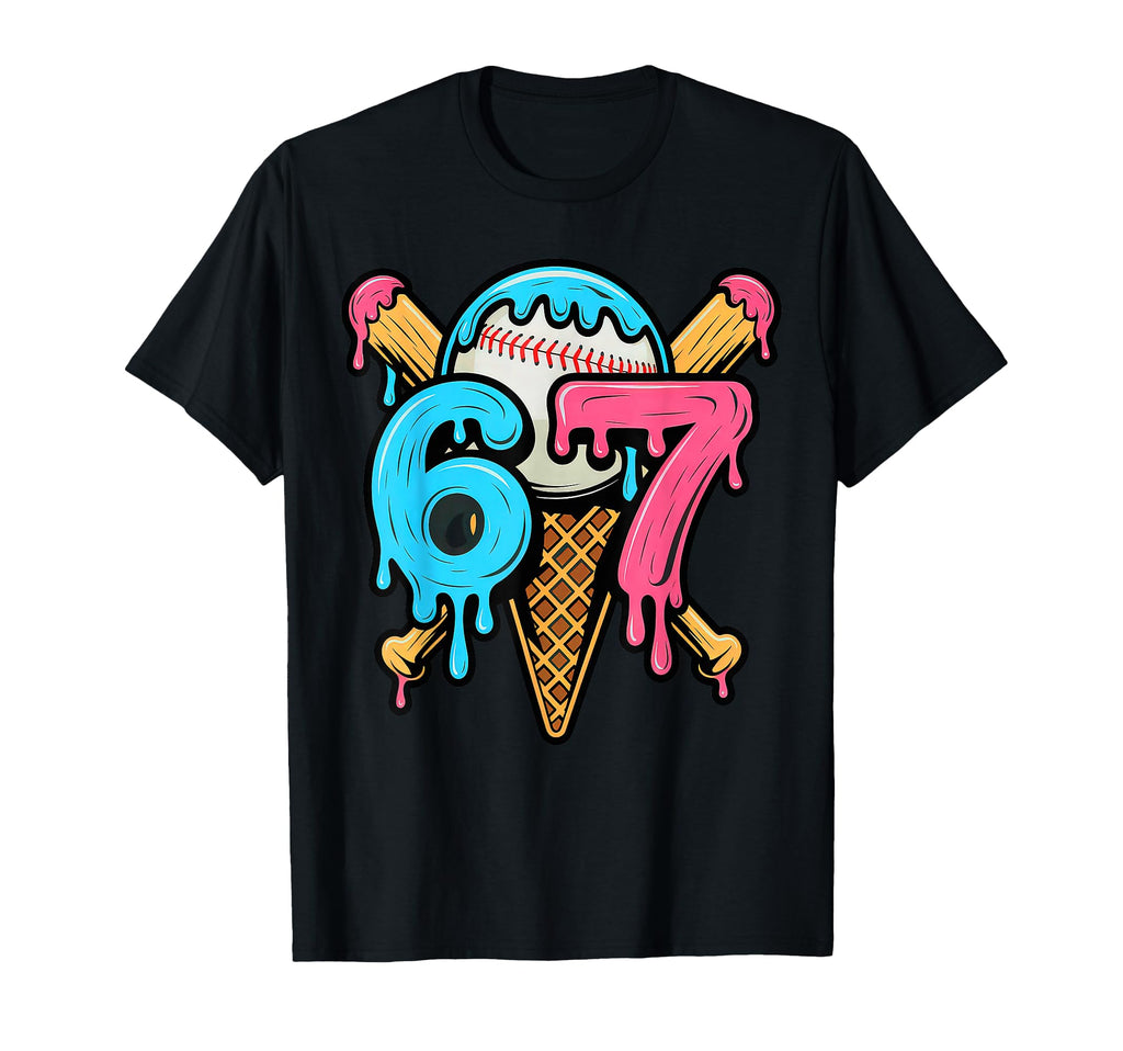 67 Baseball Ice Cream Drip Player T-Shirt - Custom Art Print Men Women - T-Shirt, Sweatshirt, Hoodie