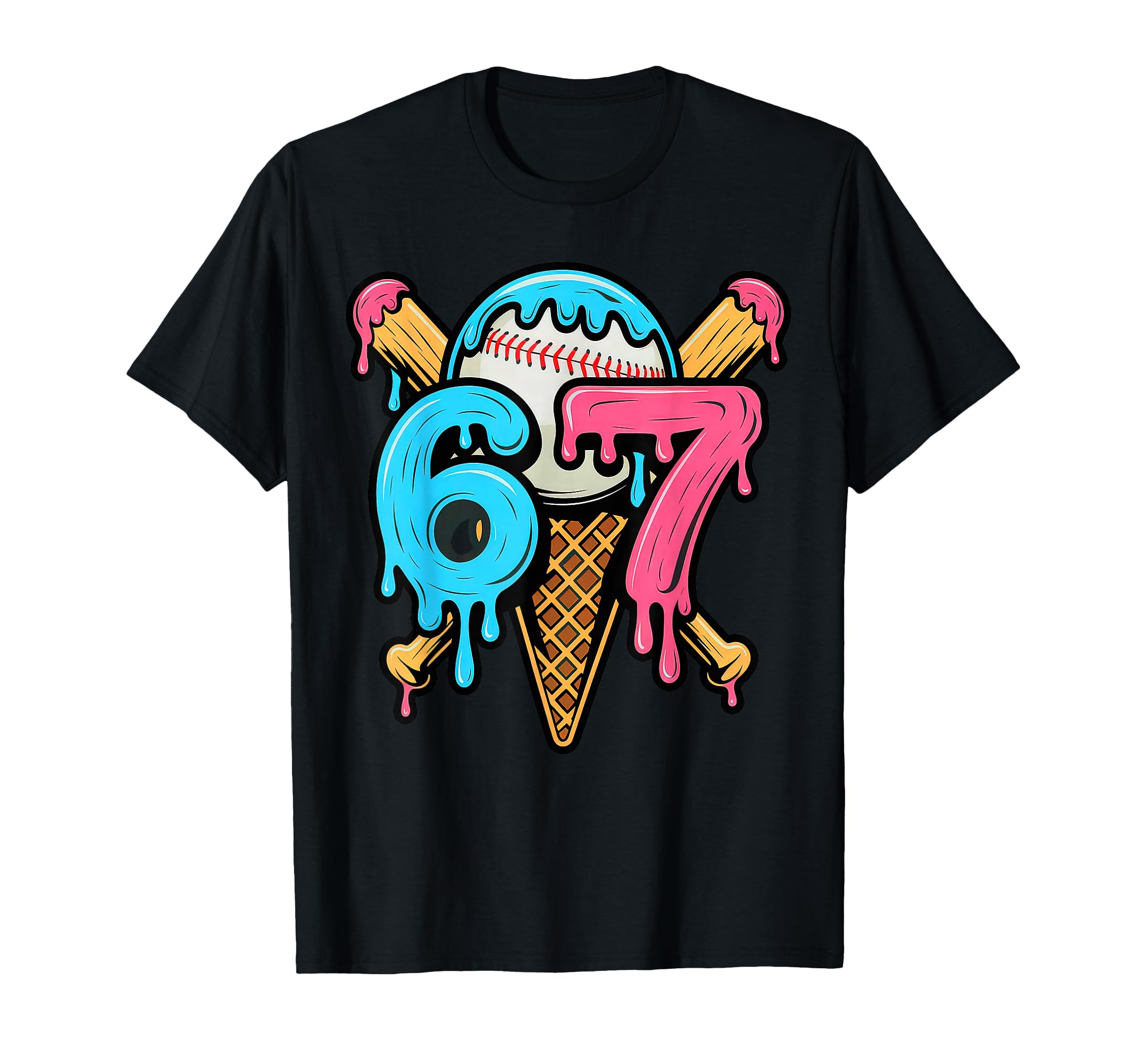 67 Baseball Ice Cream Drip Player T-Shirt - Custom Art Print Men Women - T-Shirt, Sweatshirt, Hoodie