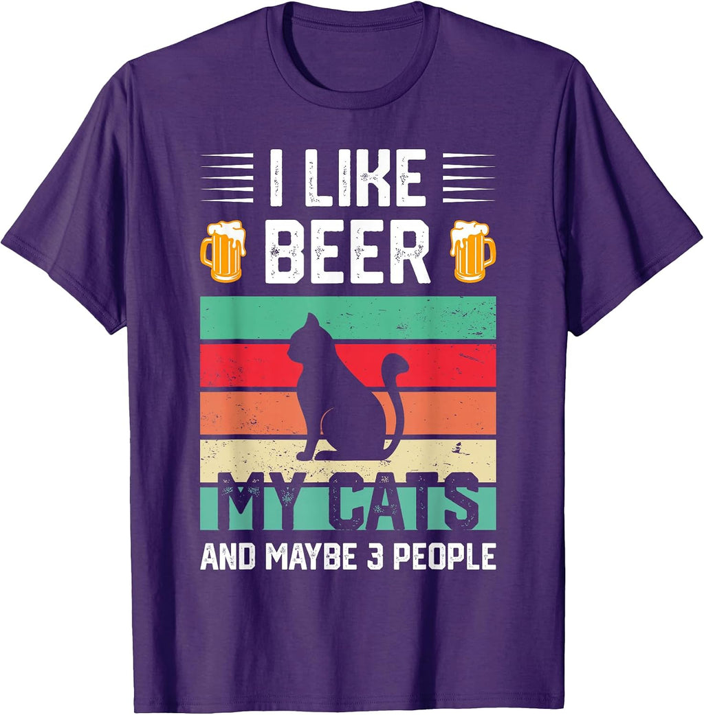 Vintage I Like Beer And My Cats Maybe 3 People - Adult & Kids T-Shirts, Sweatshirts & Hoodies apparel design preview 1