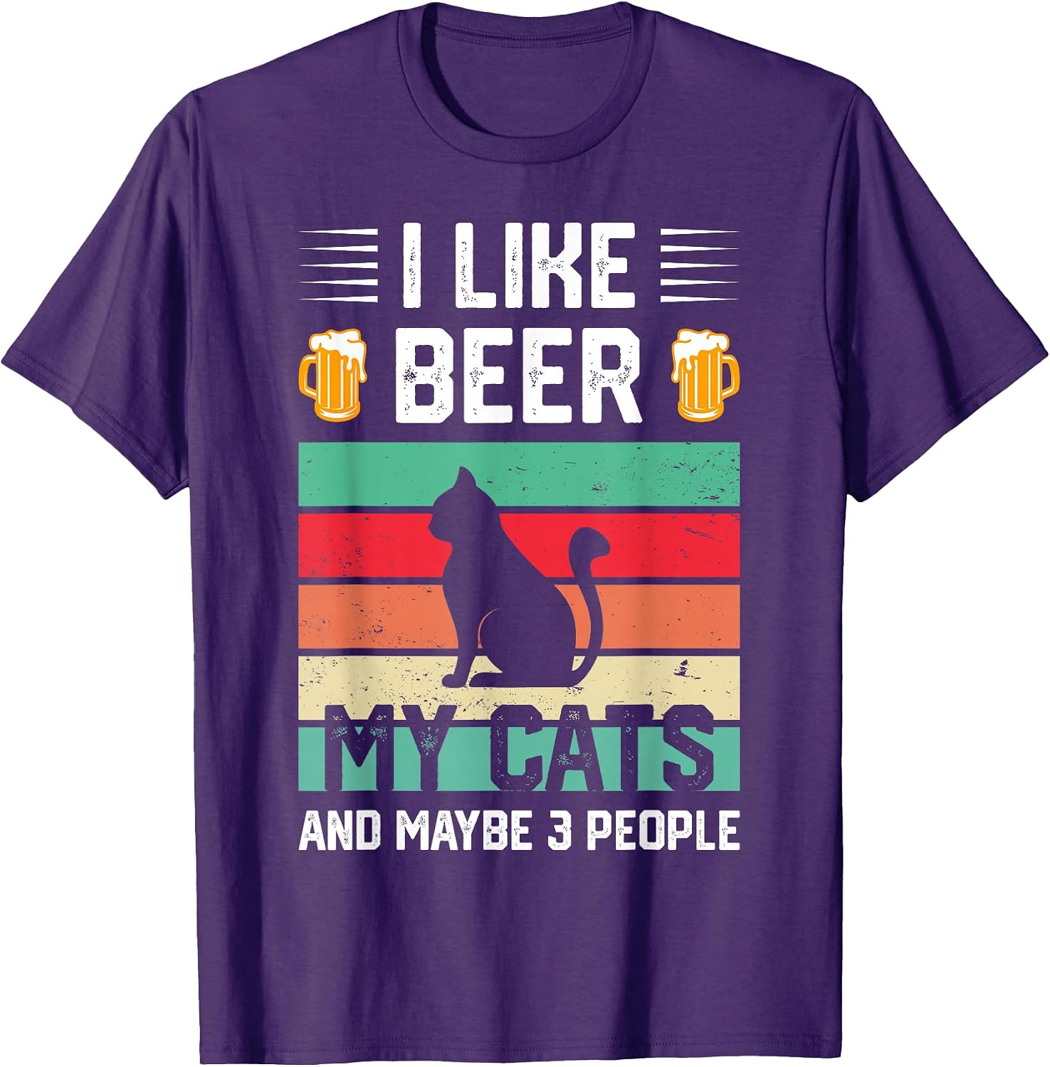 Vintage I Like Beer And My Cats Maybe 3 People - Adult & Kids T-Shirts, Sweatshirts & Hoodies apparel design preview 1