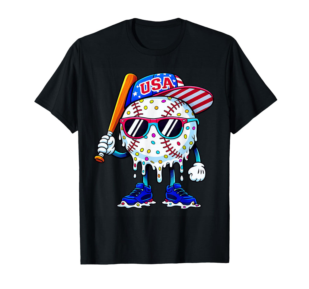Baseball Drip Ice Cream Drip T-Shirt - Casual Everyday Wear Men Women - T-Shirt, Sweatshirt, Hoodie