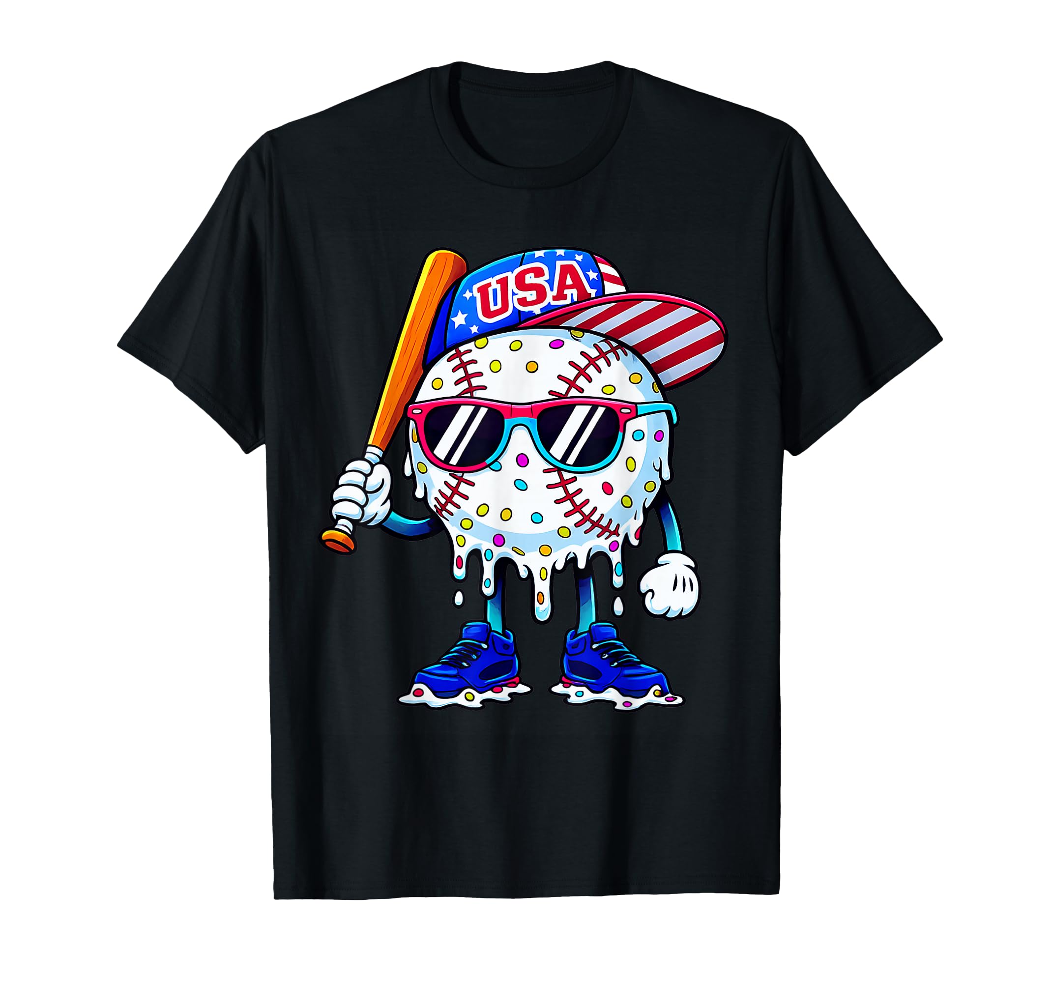Baseball Drip Ice Cream Drip T-Shirt - Casual Everyday Wear Men Women - T-Shirt, Sweatshirt, Hoodie