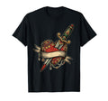 Heart Tattoo Traditional Dagger Banner T-Shirt - Unique Graphic for Adults - T-Shirt, Sweatshirt, Hoodie