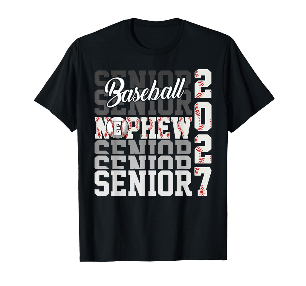 Senior 2027 Baseball Nephew Proud T-Shirt - Custom Art Print Men Women - T-Shirt, Sweatshirt, Hoodie