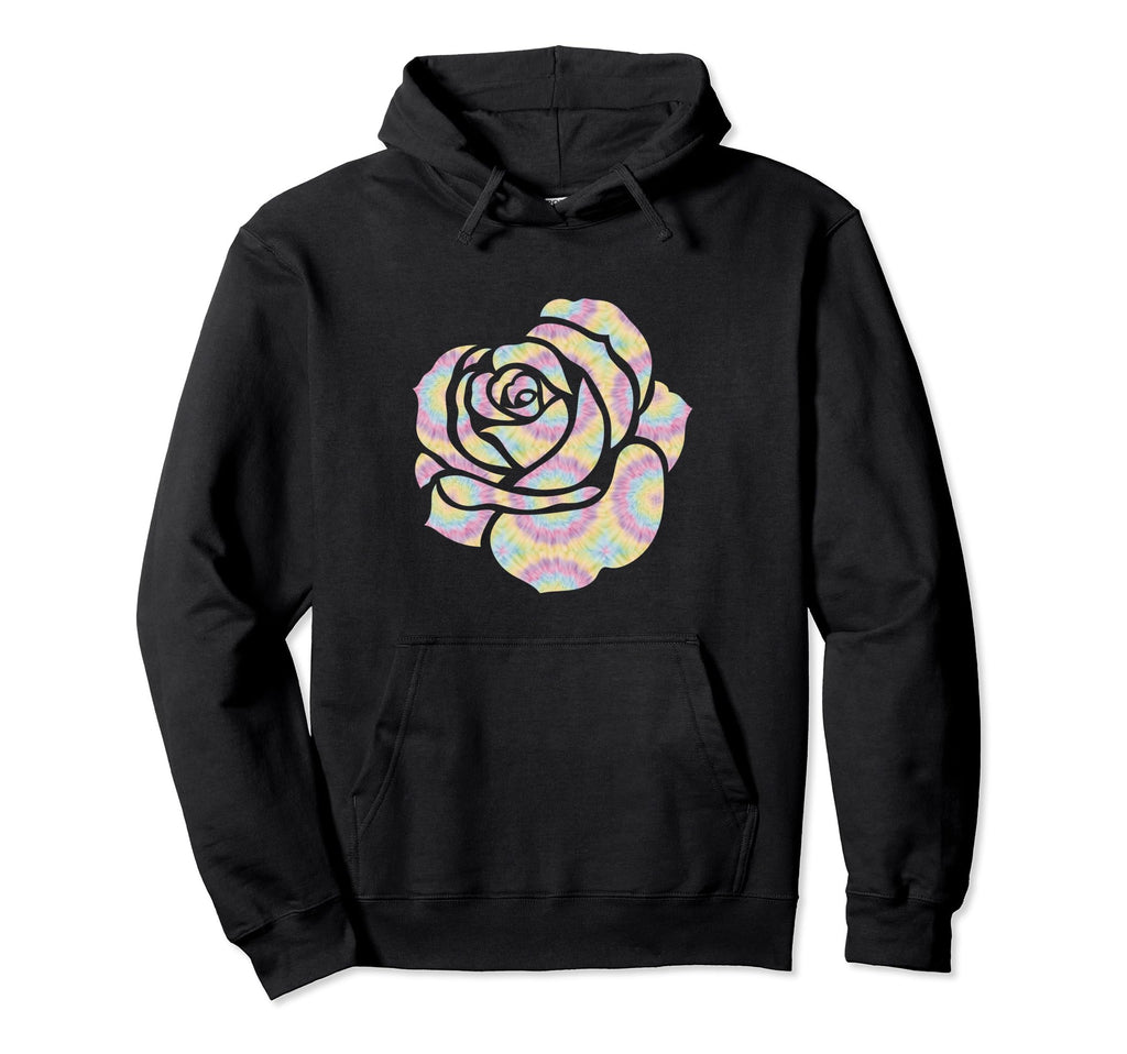 Boho Tie Dye Hippie Rose Flower Hoodie - Casual Everyday Wear for Adults - T-Shirt, Sweatshirt, Hoodie