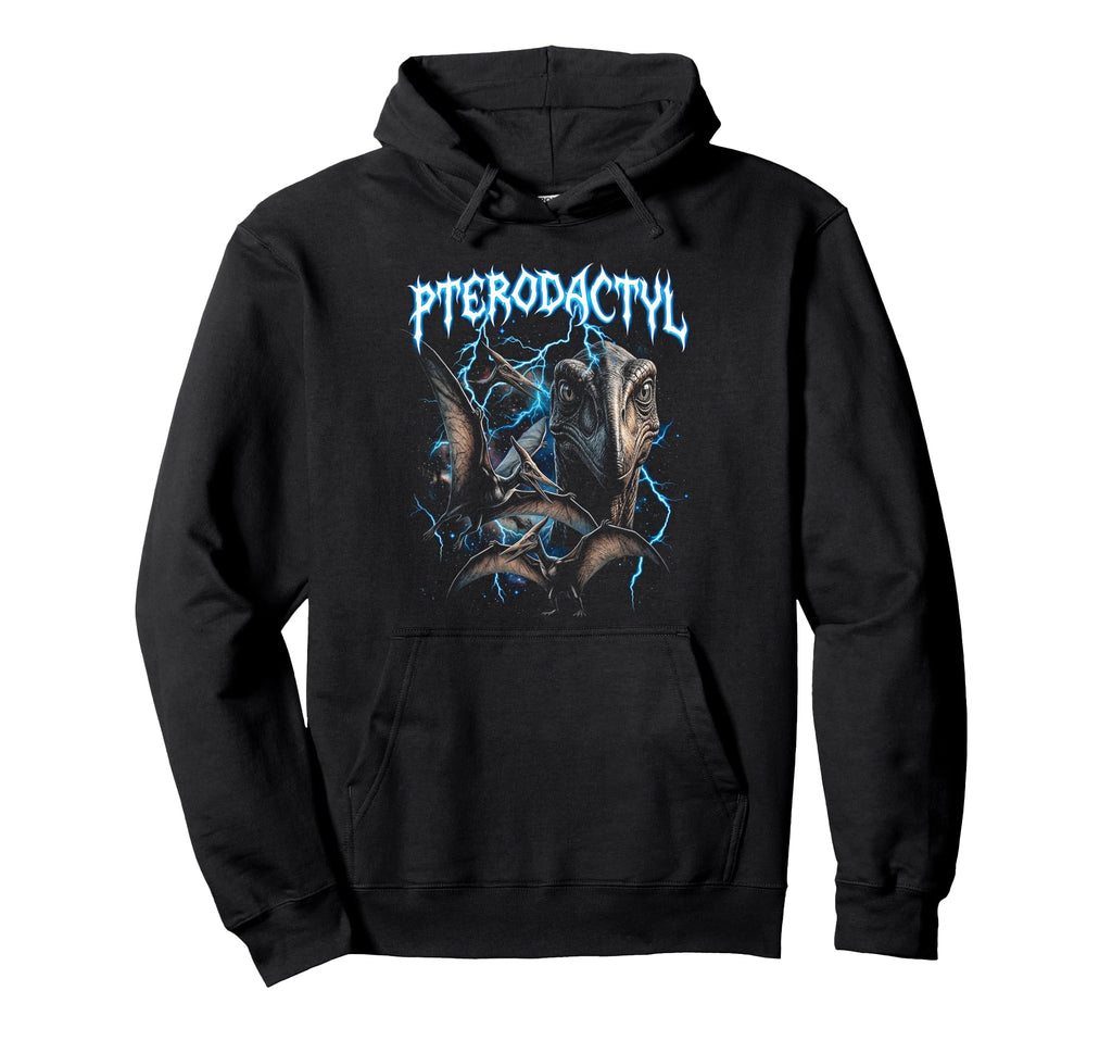 Pterodactyl 90S Heavy Metal Dinosaur Hoodie - Novelty Apparel Men Women - T-Shirt, Sweatshirt, Hoodie