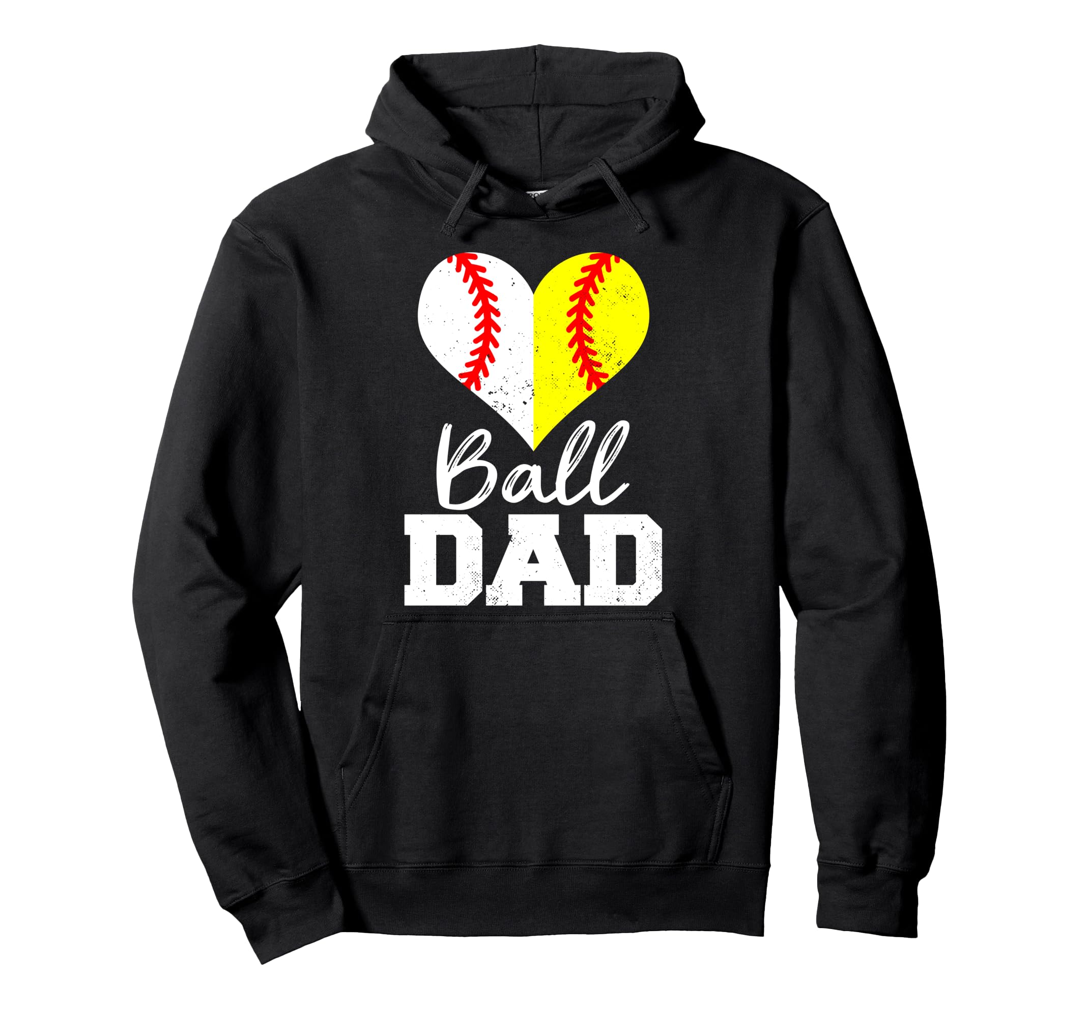 Baseball Softball Dad Heart Funny Ball Hoodie - Streetwear Style Men Women - T-Shirt, Sweatshirt, Hoodie