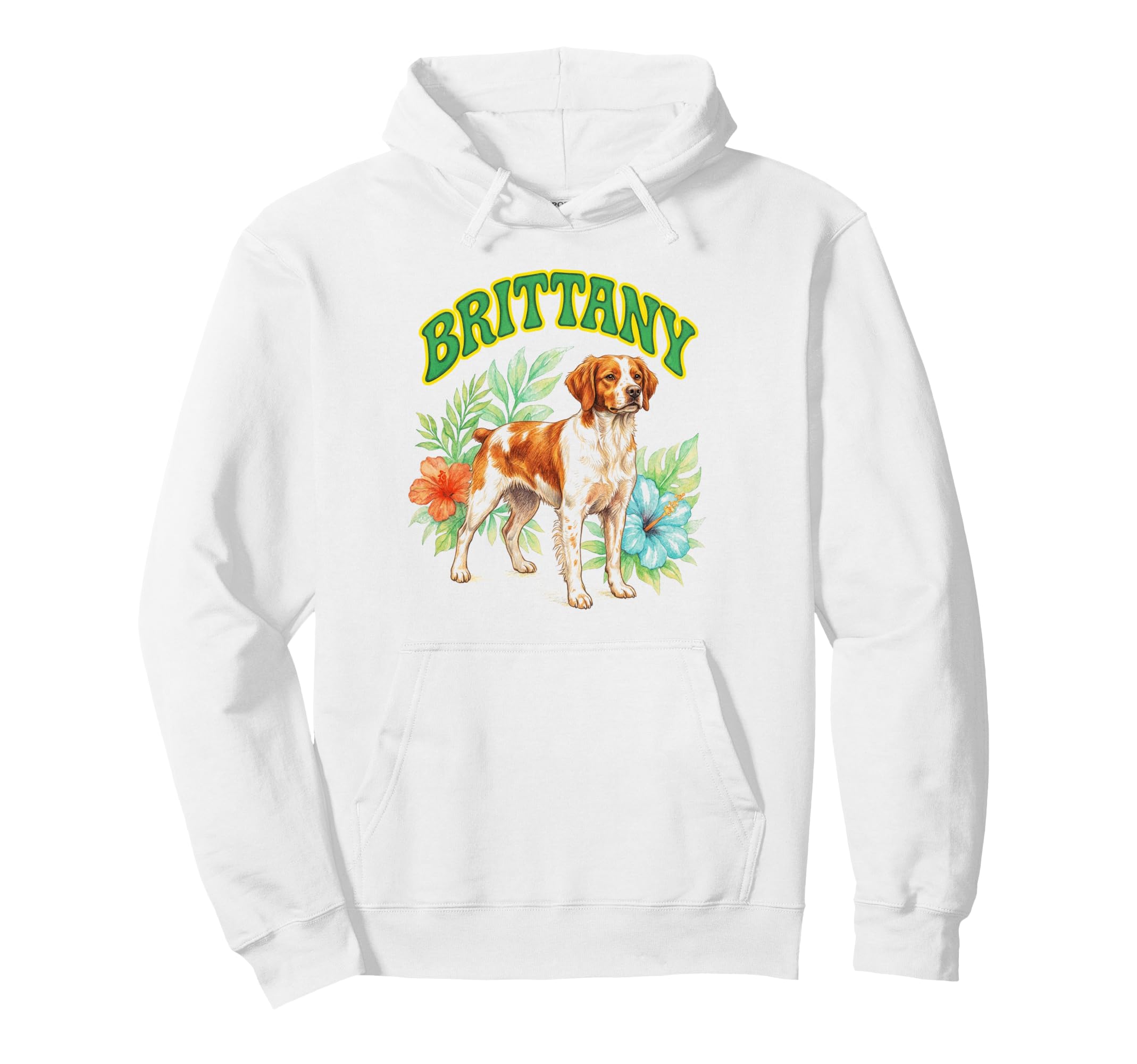 Brittany Groovy Floral Watercolor Hoodie - Fun Novelty Design Men Women - T-Shirt, Sweatshirt, Hoodie