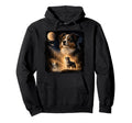 90S Australian Shepherd Howling Moon Hoodie - Casual Everyday Wear Unisex - T-Shirt, Sweatshirt, Hoodie