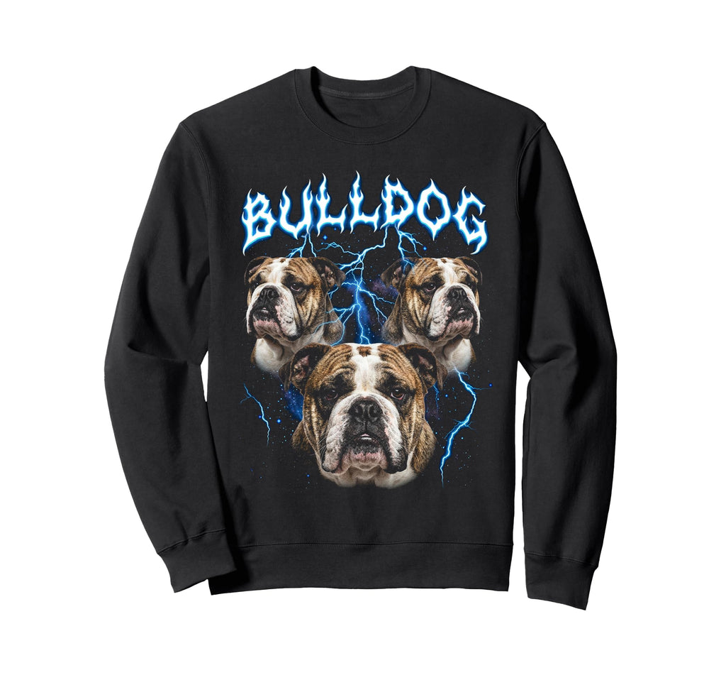 Bulldog 90S Heavy Metal Dog Lover Sweatshirt - Custom Art Print Men Women - T-Shirt, Sweatshirt, Hoodie