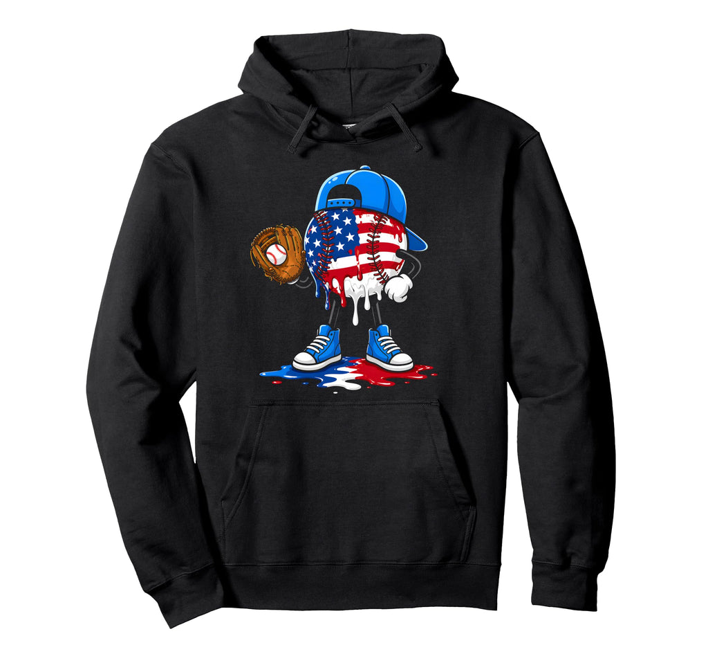Baseball Ice Cream Drip Catcher American Hoodie - Aesthetic Graphic Unisex - T-Shirt, Sweatshirt, Hoodie