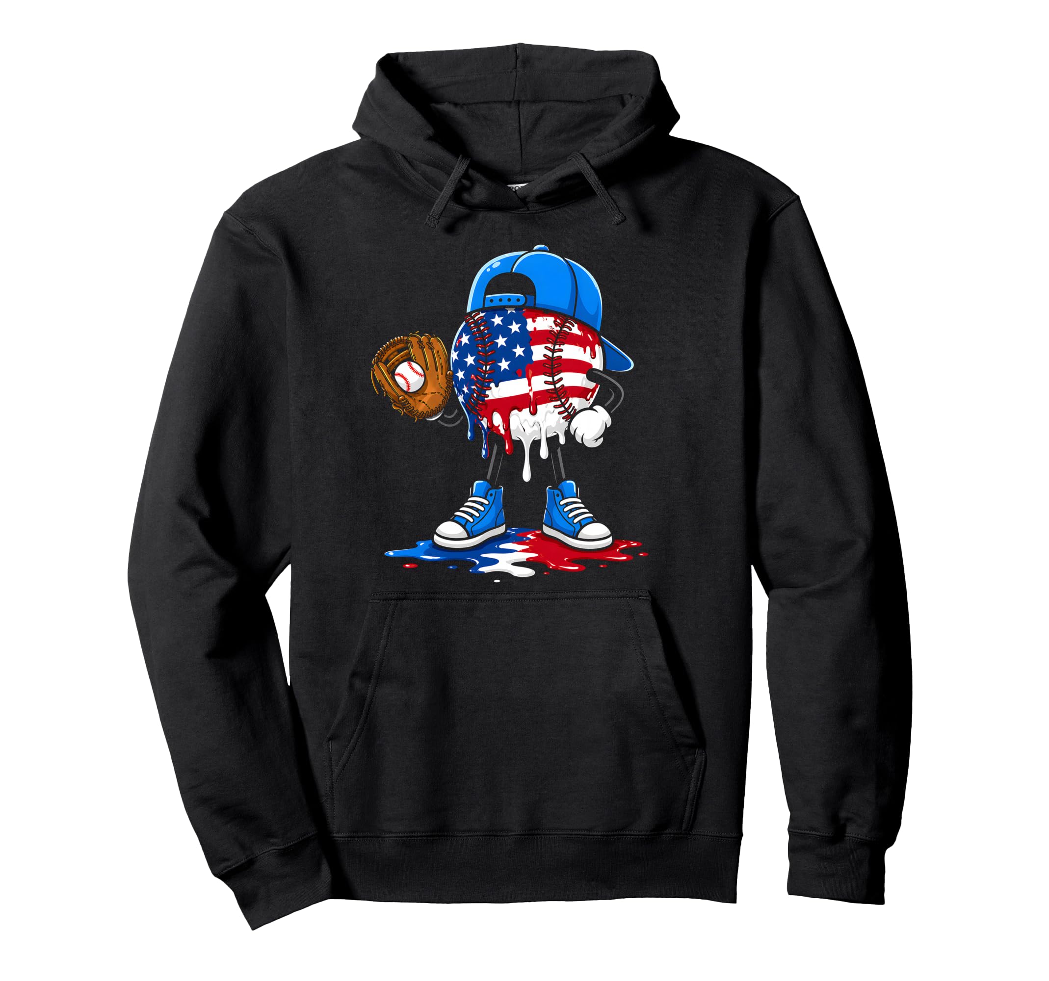 Baseball Ice Cream Drip Catcher American Hoodie - Aesthetic Graphic Unisex - T-Shirt, Sweatshirt, Hoodie
