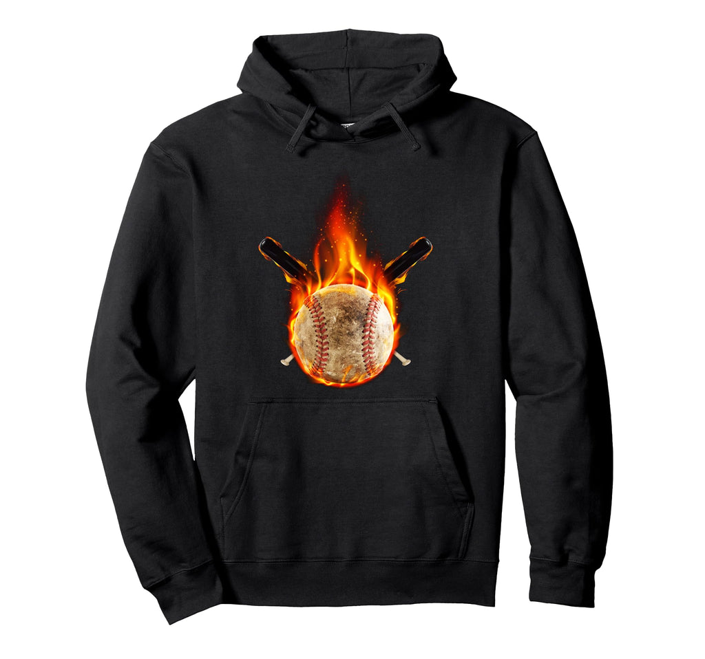 Fire Flame Baseball Bat Burning Hoodie - Aesthetic Graphic Men Women - T-Shirt, Sweatshirt, Hoodie