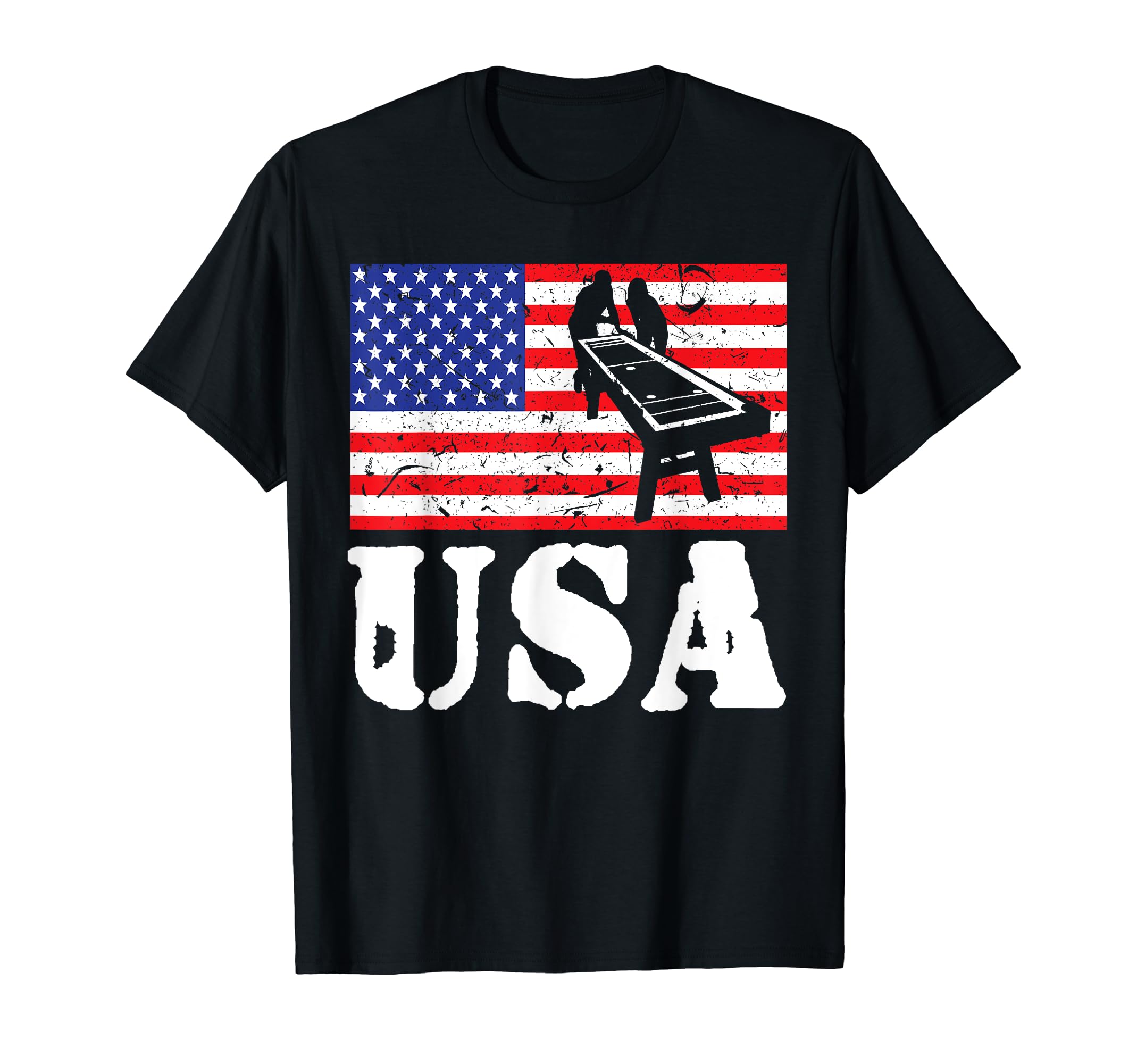 Distressed Shuffleboard Player Usa T-Shirt - Trendy Graphic for Adults - T-Shirt, Sweatshirt, Hoodie